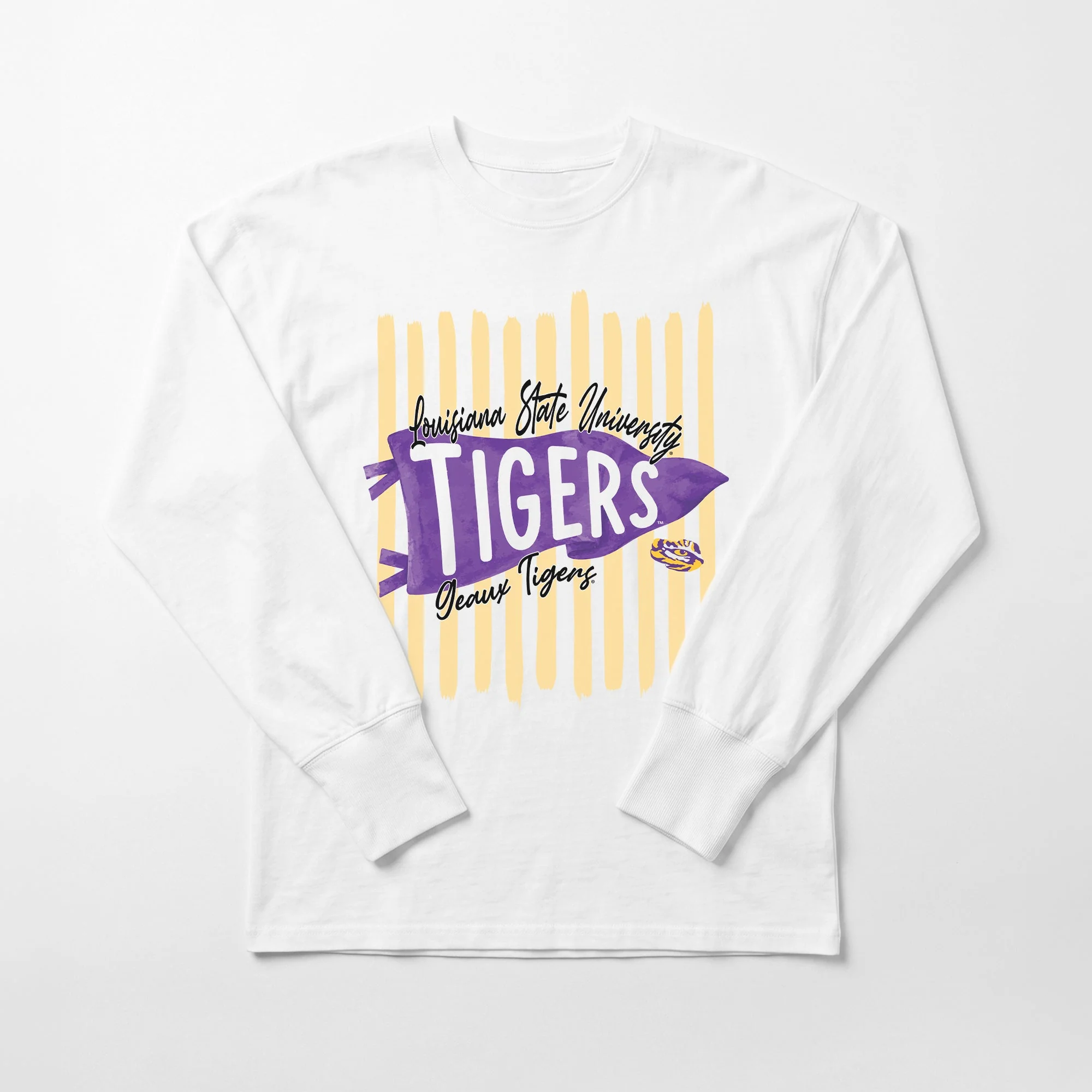 LSU TIGERS RALLY STRIPE ESSENTIAL RELAXED FIT LONG SLEEVE TEE 6 LSU TIGERS RALLY STRIPE ESSENTIAL RELAXED FIT LONG SLEEVE TEE