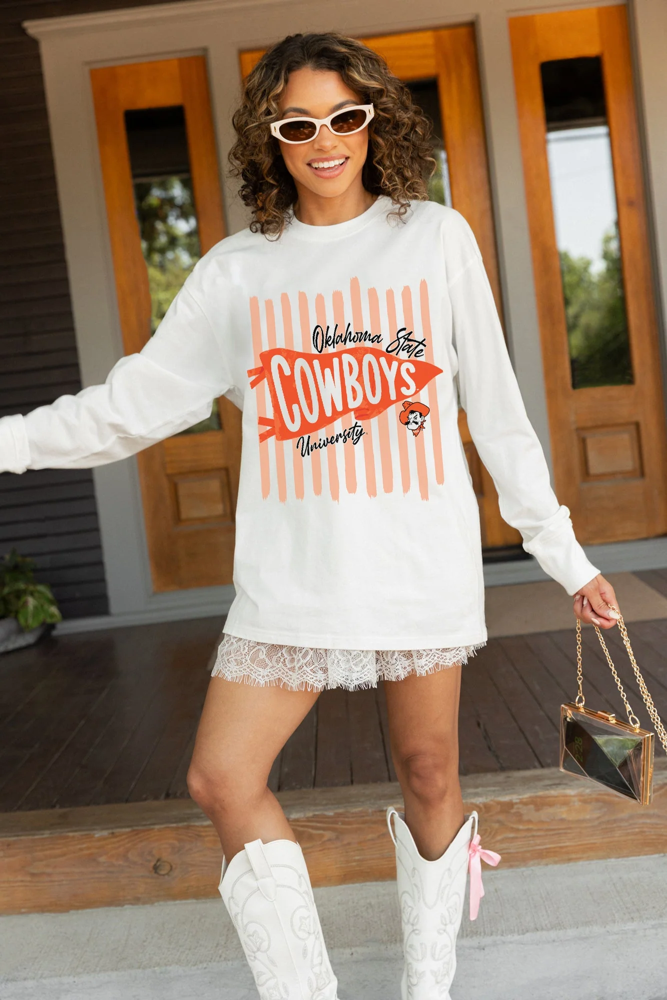 OKLAHOMA STATE COWBOYS RALLY STRIPE ESSENTIAL RELAXED FIT LONG SLEEVE TEE