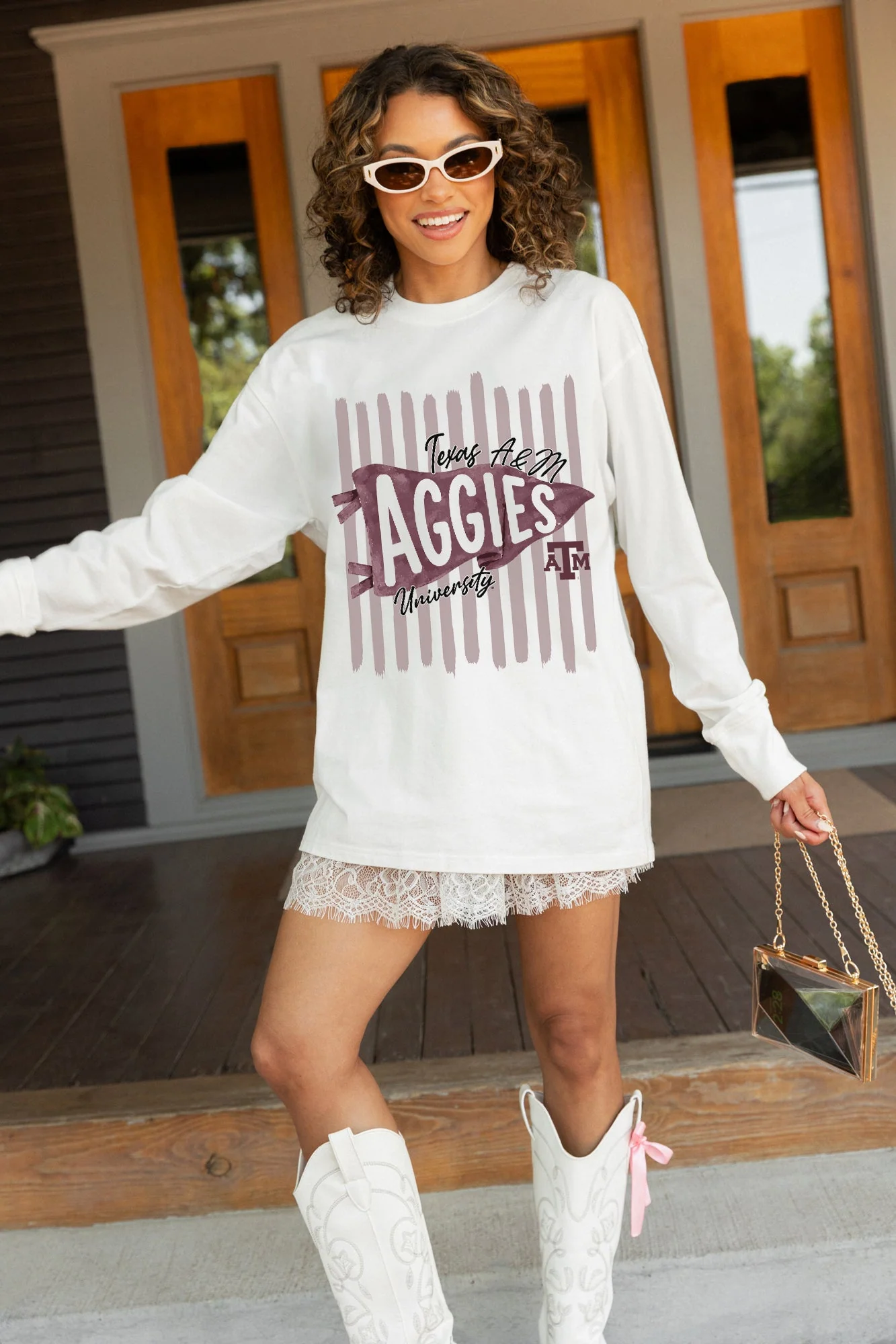TEXAS A&M AGGIES RALLY STRIPE ESSENTIAL RELAXED FIT LONG SLEEVE TEE