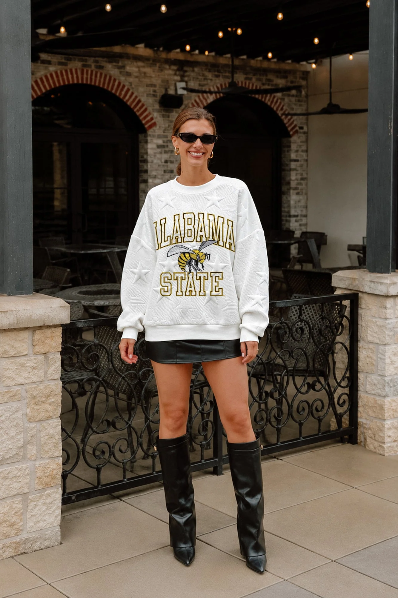 ALABAMA STATE HORNETS BIG PLAY ENERGY EMBOSSED STAR CREWNECK 4 ALABAMA STATE HORNETS BIG PLAY ENERGY EMBOSSED STAR CREWNECK