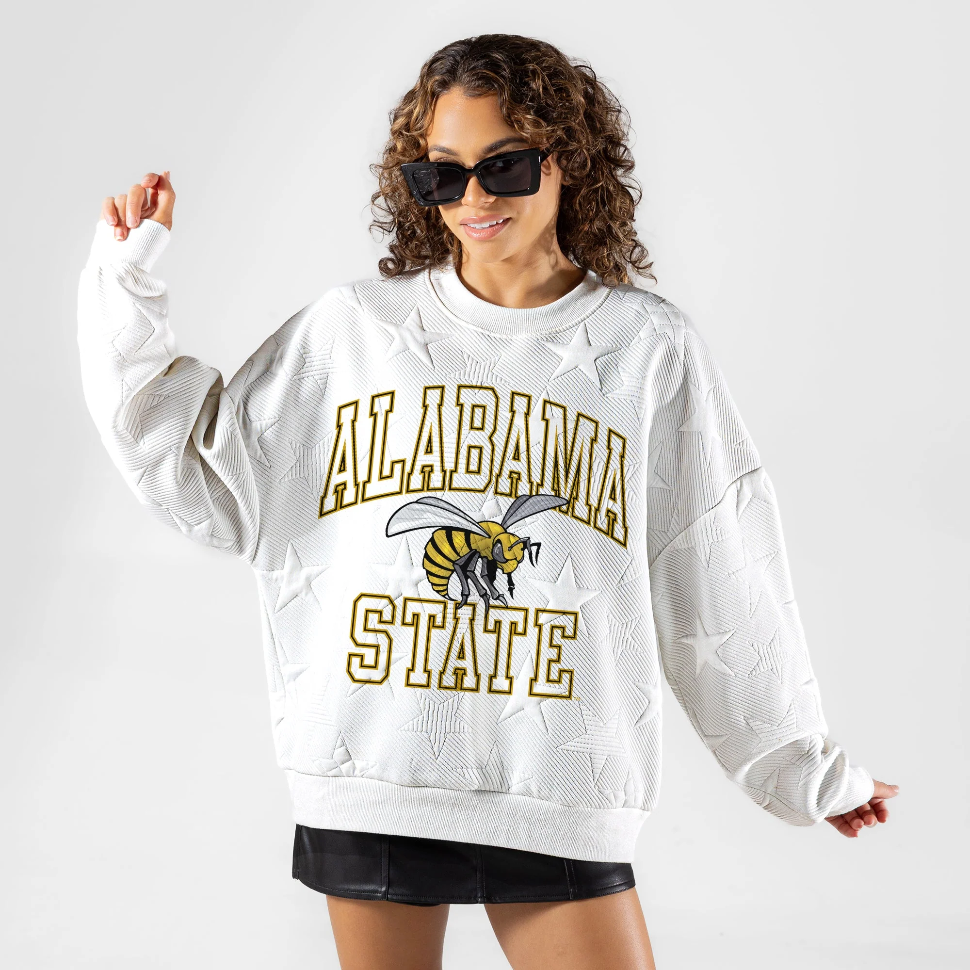 ALABAMA STATE HORNETS BIG PLAY ENERGY EMBOSSED STAR CREWNECK 5 ALABAMA STATE HORNETS BIG PLAY ENERGY EMBOSSED STAR CREWNECK