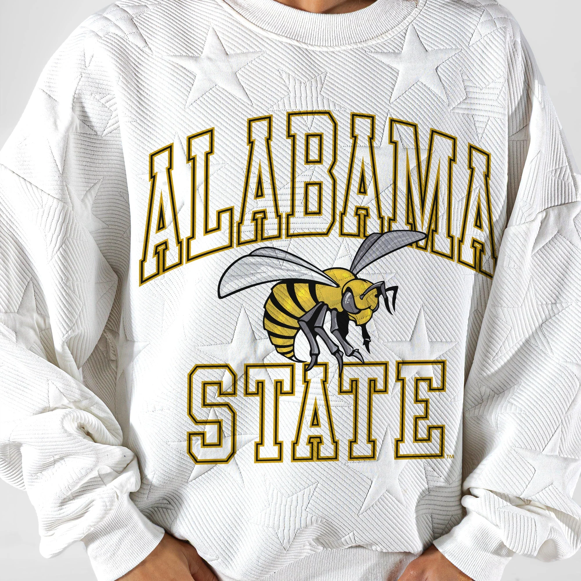 ALABAMA STATE HORNETS BIG PLAY ENERGY EMBOSSED STAR CREWNECK 7 ALABAMA STATE HORNETS BIG PLAY ENERGY EMBOSSED STAR CREWNECK