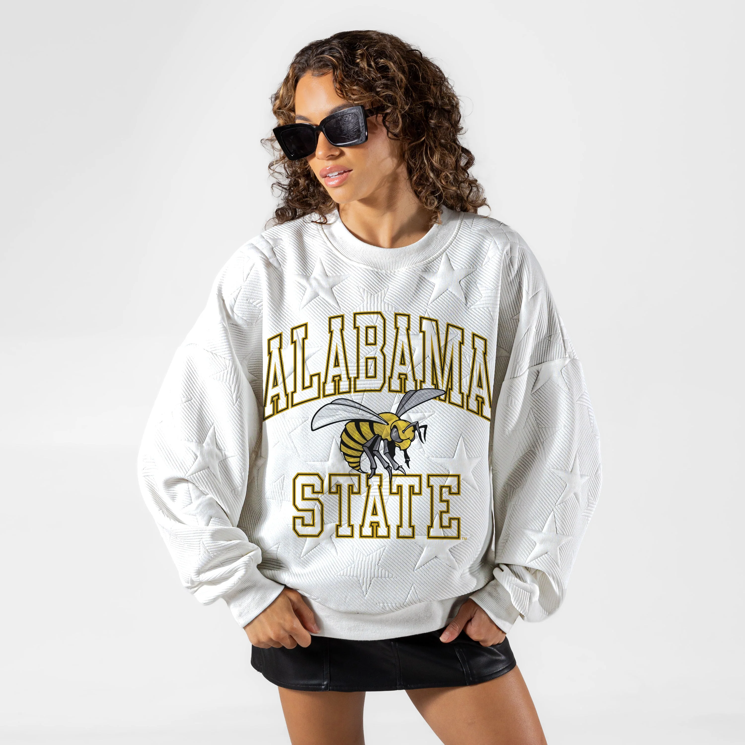 ALABAMA STATE HORNETS BIG PLAY ENERGY EMBOSSED STAR CREWNECK 8 ALABAMA STATE HORNETS BIG PLAY ENERGY EMBOSSED STAR CREWNECK