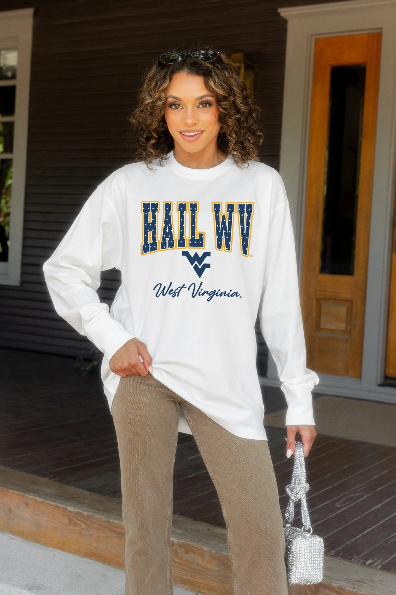 WEST VIRGINIA MOUNTAINEERS SWEET SPOT ESSENTIAL RELAXED FIT LONG SLEEVE TEE