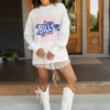BUFFALO BILLS RALLY STRIPE OVERSIZED LONG SLEEVE TEE 12 BUFFALO BILLS RALLY STRIPE OVERSIZED LONG SLEEVE TEE