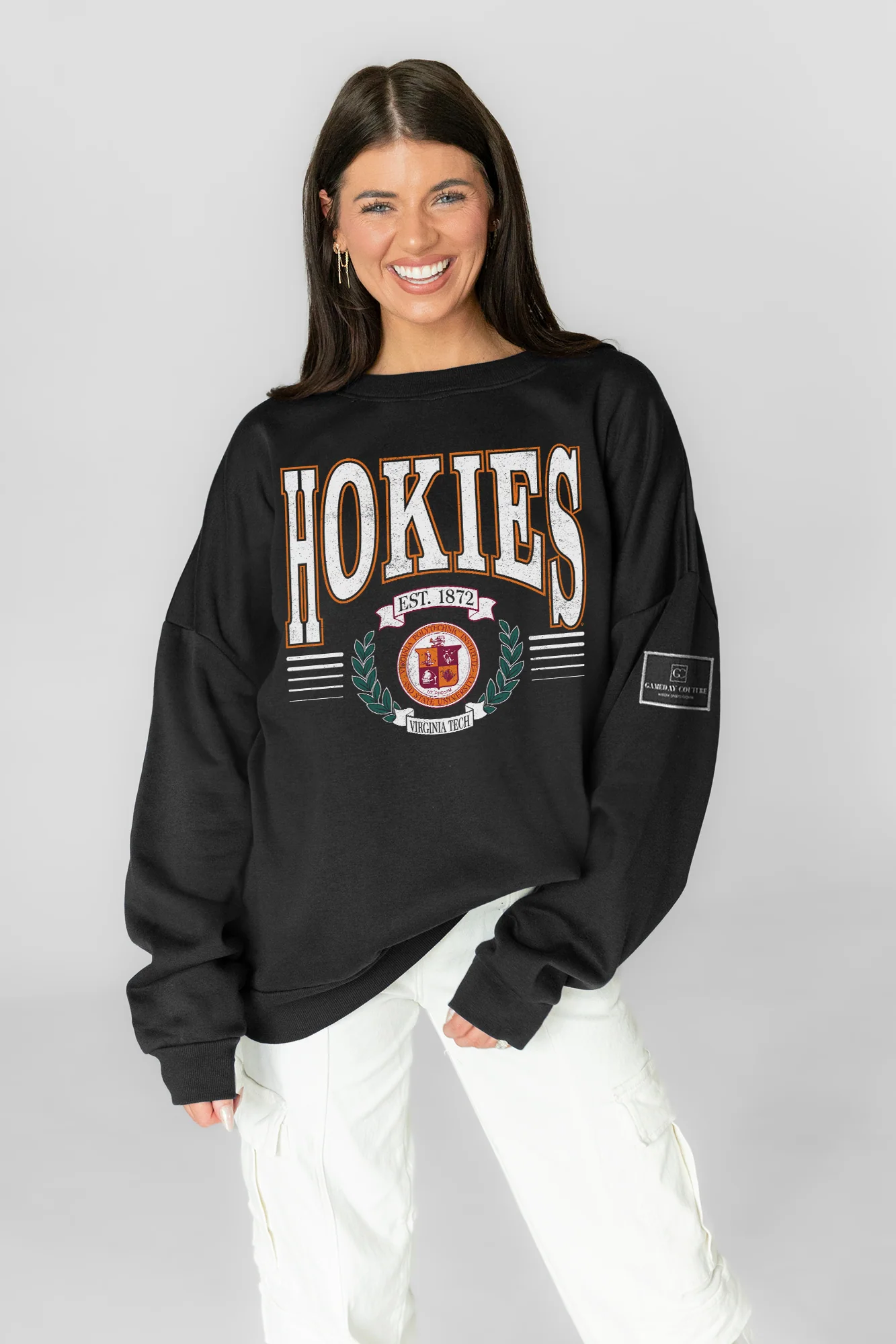 VIRGINIA TECH HOKIES HONOR BOUND BLACK LABEL PREMIUM FLEECE CREWNECK