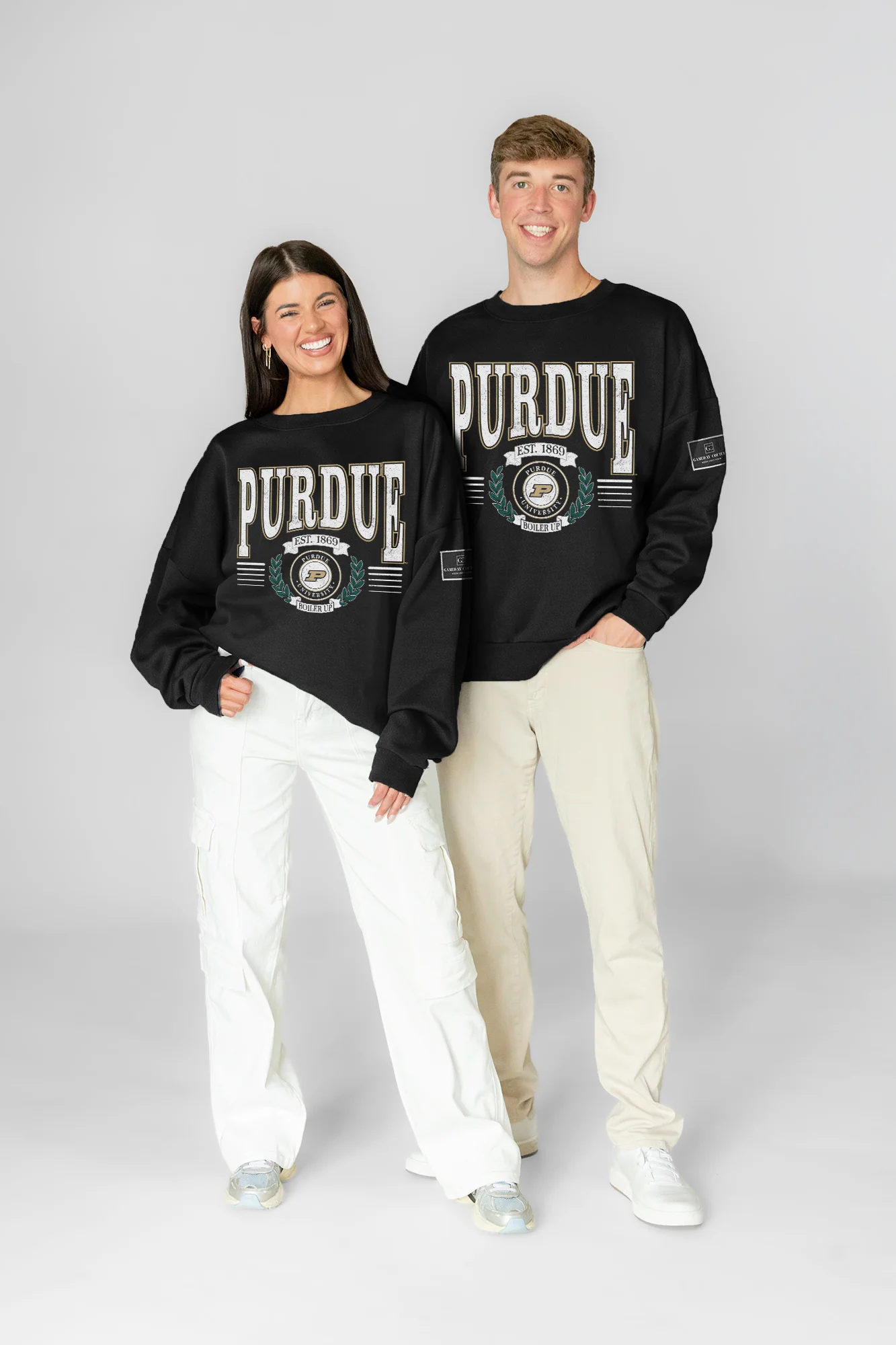 PURDUE BOILERMAKERS HONOR BOUND BLACK LABEL PREMIUM FLEECE CREWNECK