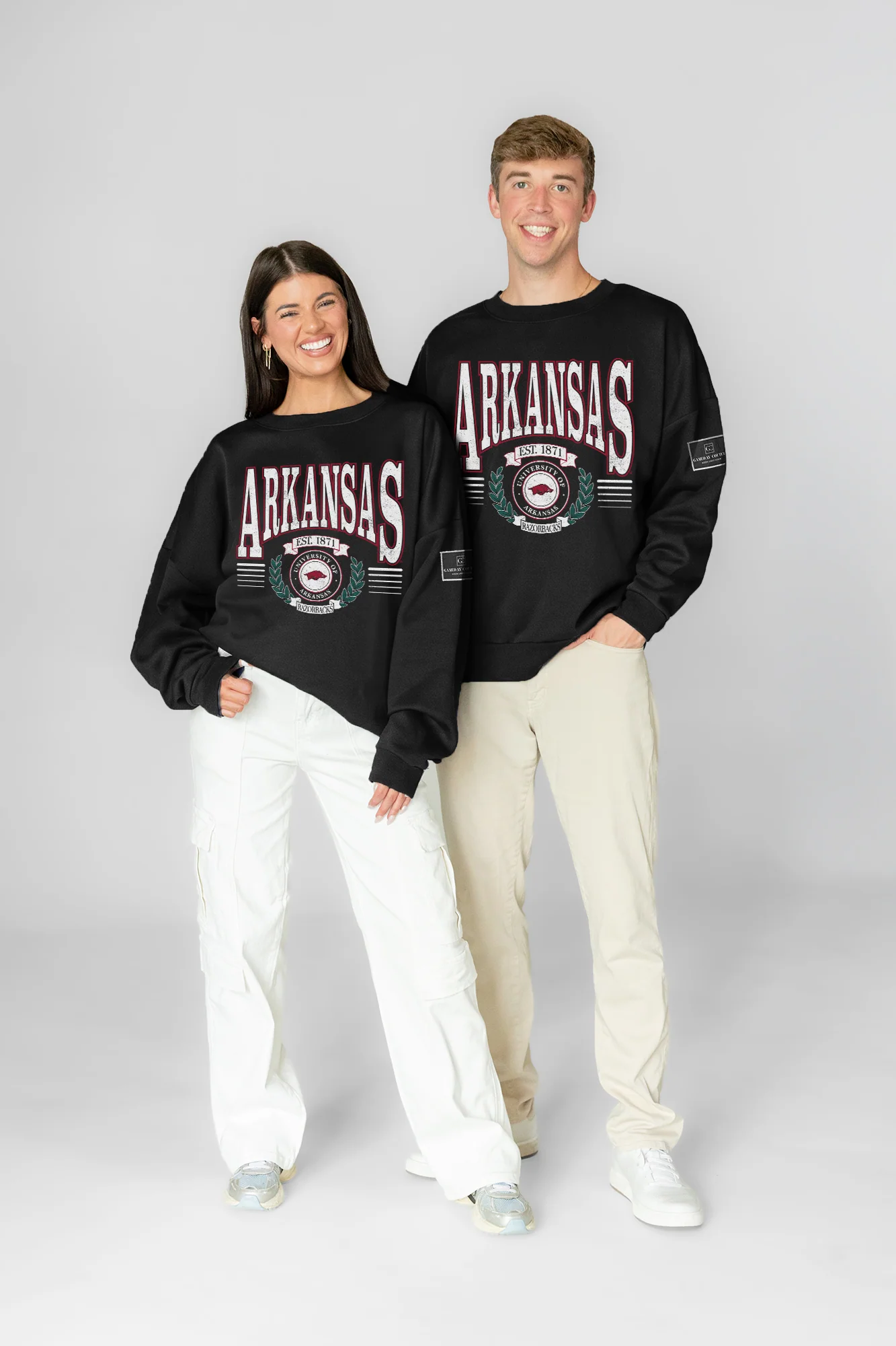 ARKANSAS RAZORBACKS HONOR BOUND BLACK LABEL PREMIUM FLEECE CREWNECK
