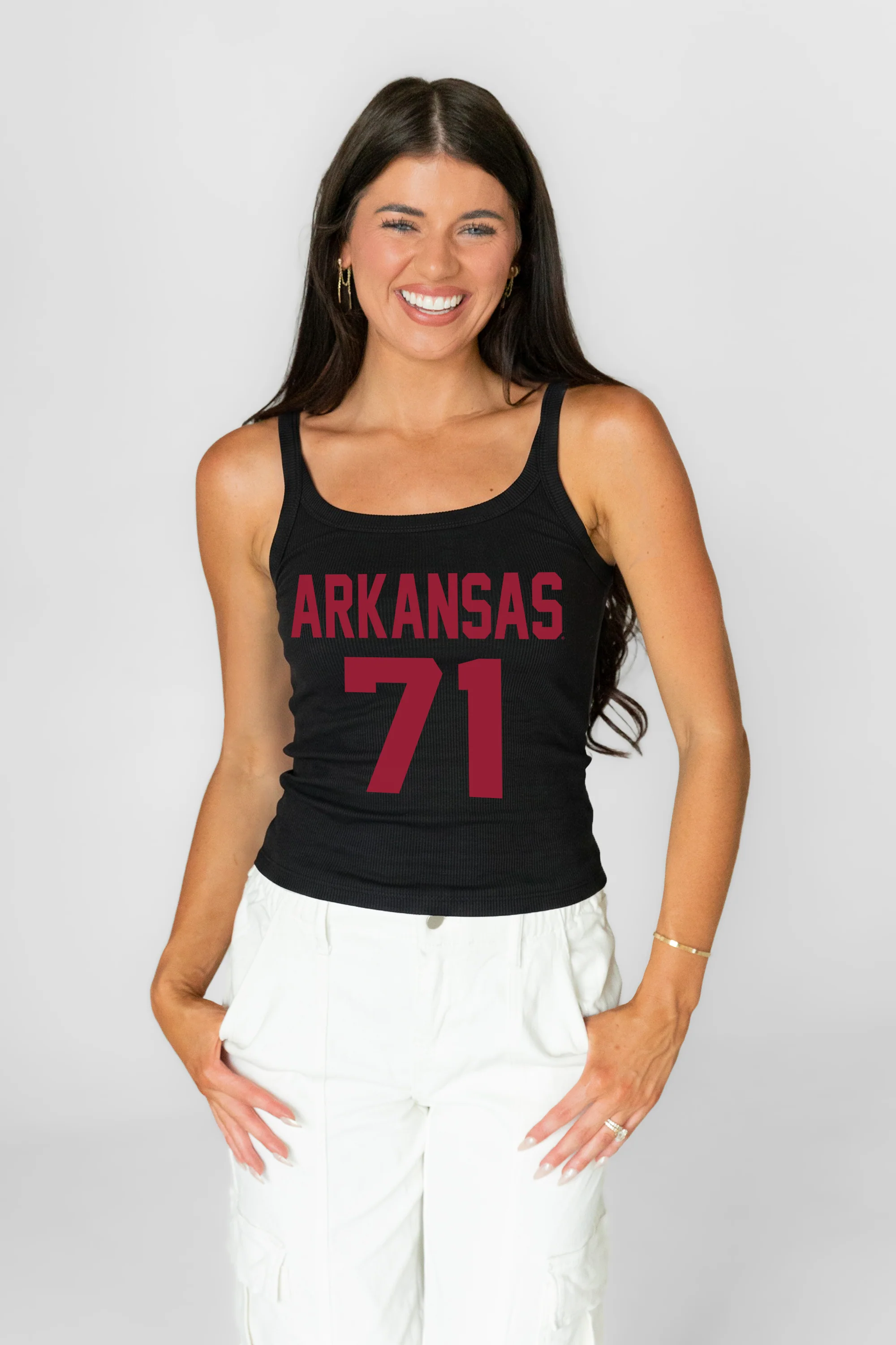 ARKANSAS RAZORBACKS ICON ENERGY RIBBED SCOOP NECK TANK