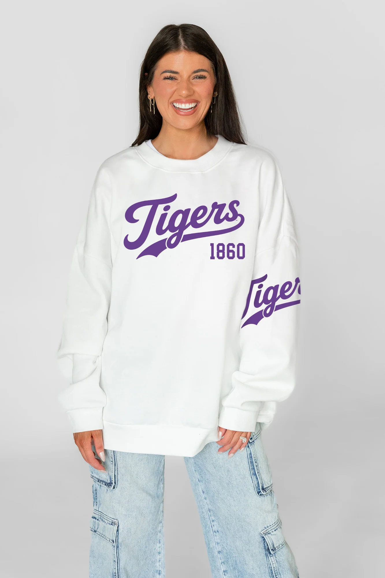 LSU TIGERS DAY ONE PREMIUM FLEECE UNISEX CREWNECK PULLOVER 2 LSU TIGERS DAY ONE PREMIUM FLEECE UNISEX CREWNECK PULLOVER