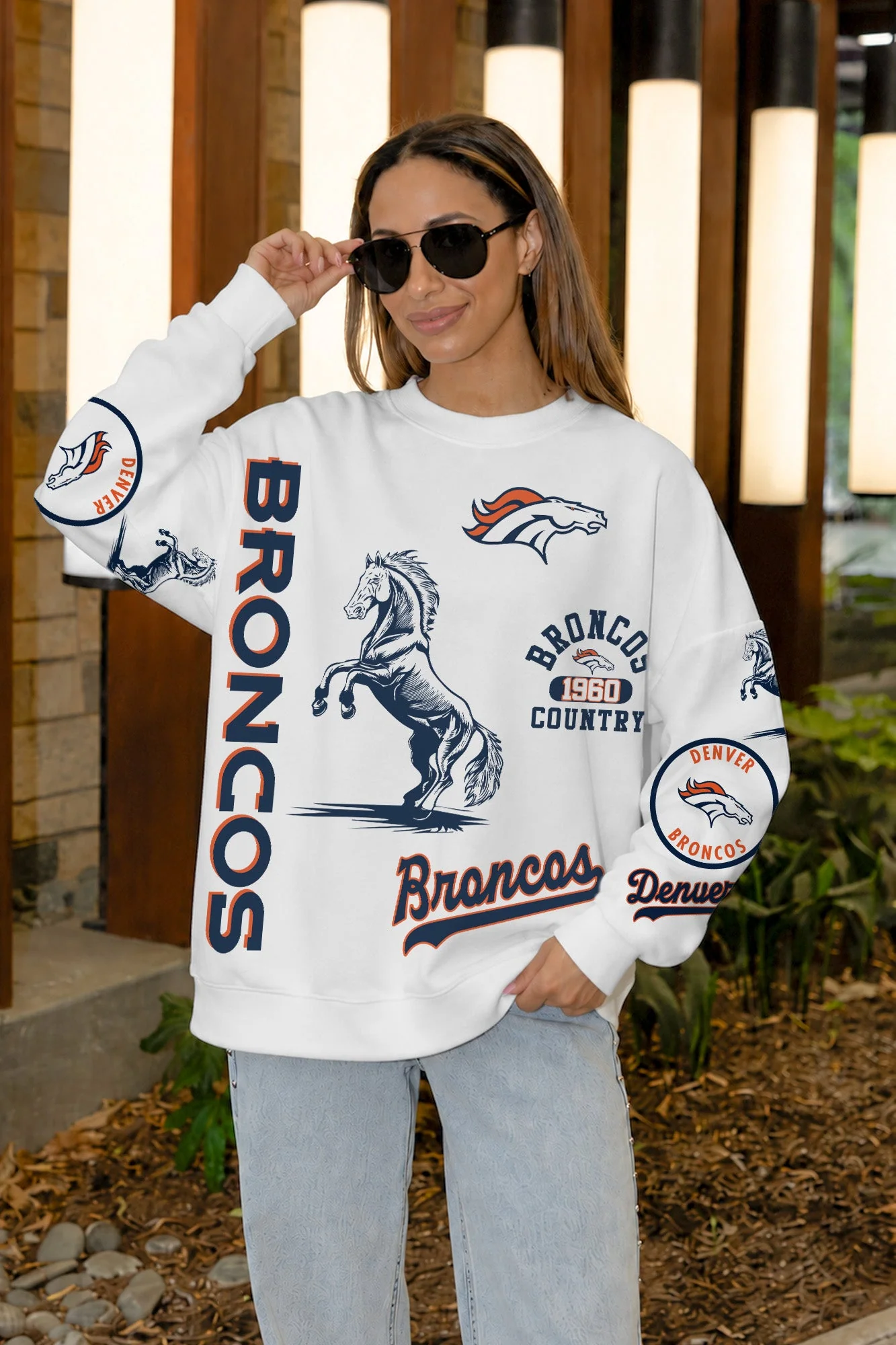 DENVER BRONCOS PRIME TIME PREMIUM CREWNECK SWEATSHIRT 2 DENVER BRONCOS PRIME TIME PREMIUM CREWNECK SWEATSHIRT
