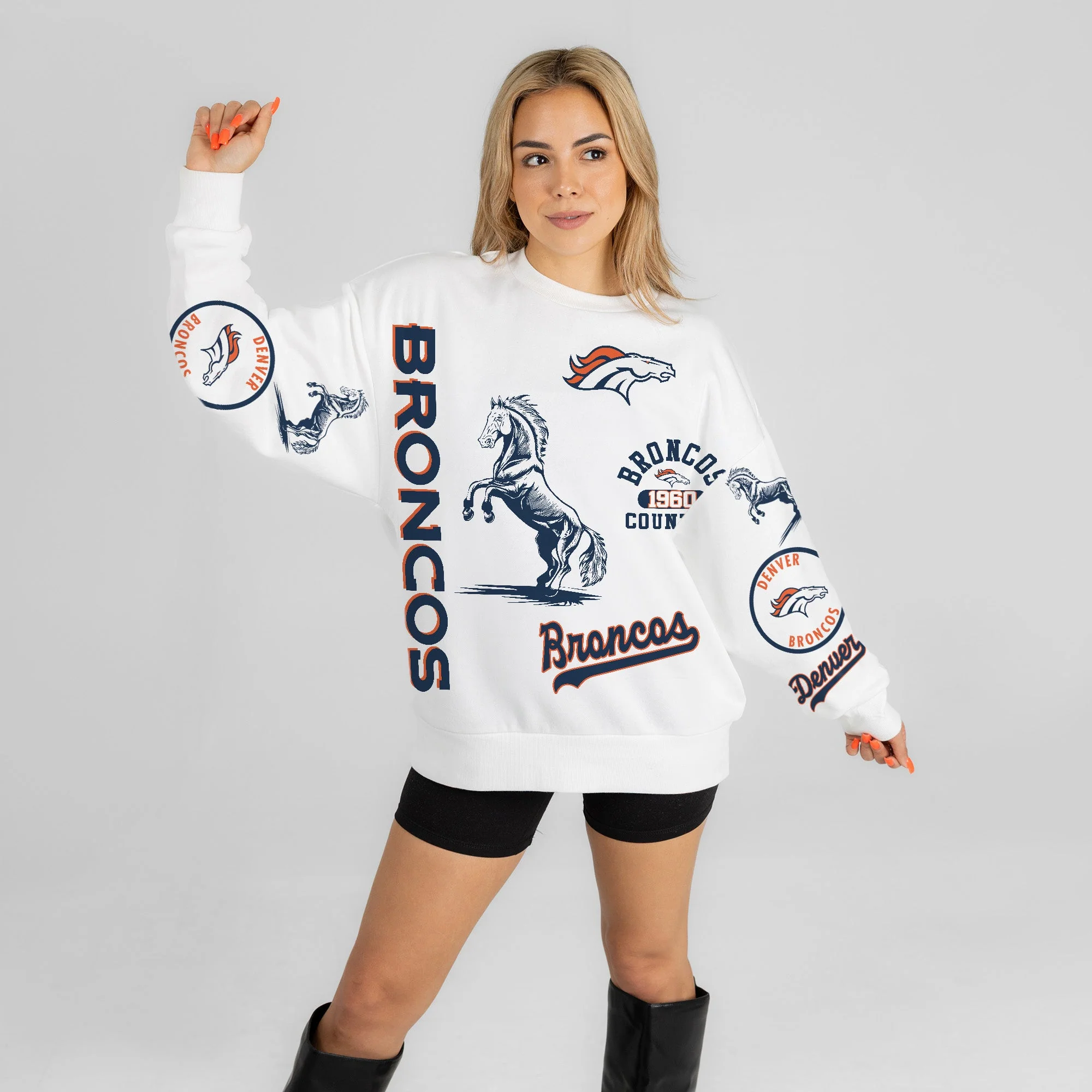 DENVER BRONCOS PRIME TIME PREMIUM CREWNECK SWEATSHIRT 5 DENVER BRONCOS PRIME TIME PREMIUM CREWNECK SWEATSHIRT