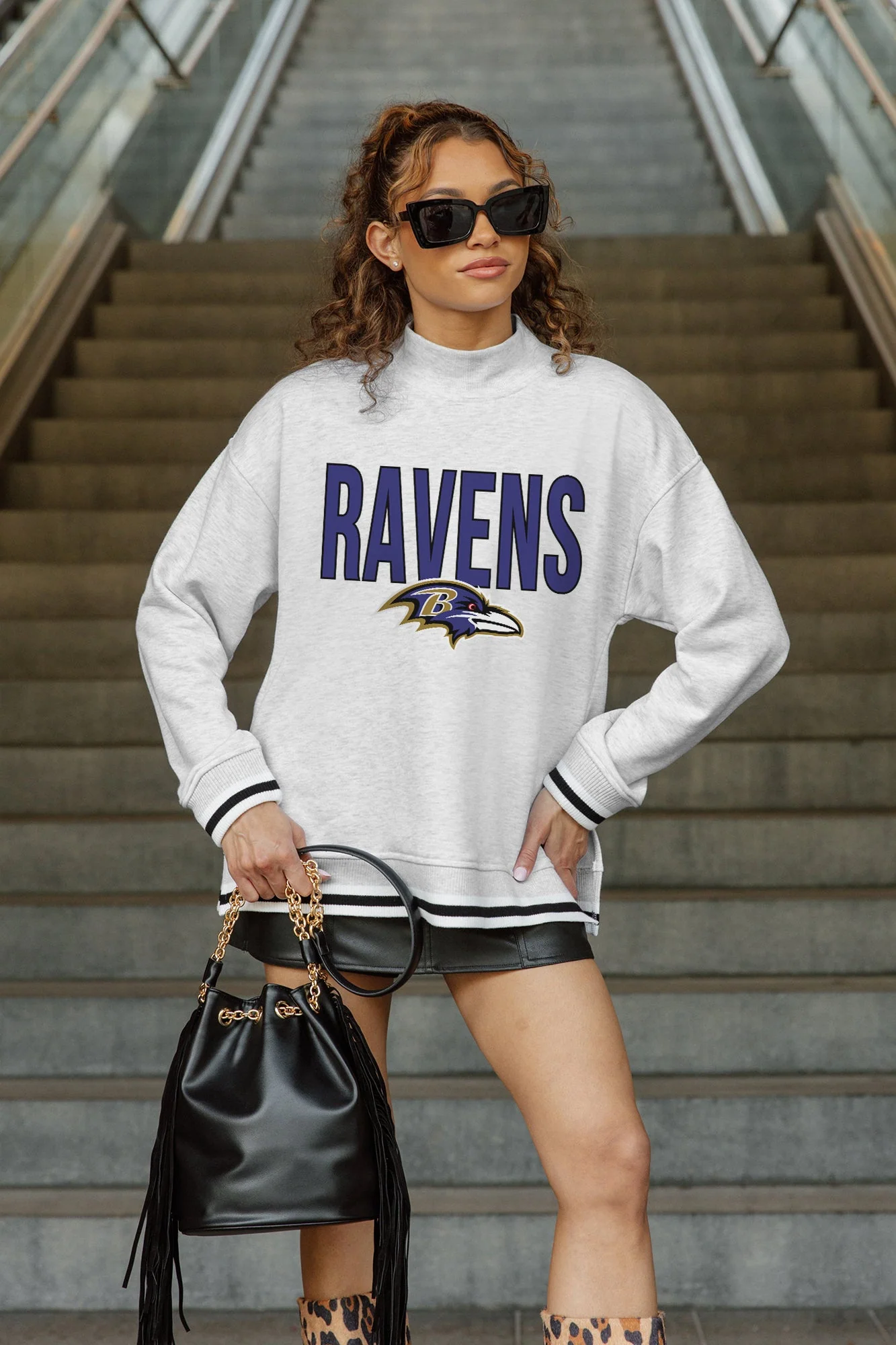 BALTIMORE RAVENS RALLY POINT CONTRAST MOCKNECK PULLOVER 1 BALTIMORE RAVENS RALLY POINT CONTRAST MOCKNECK PULLOVER