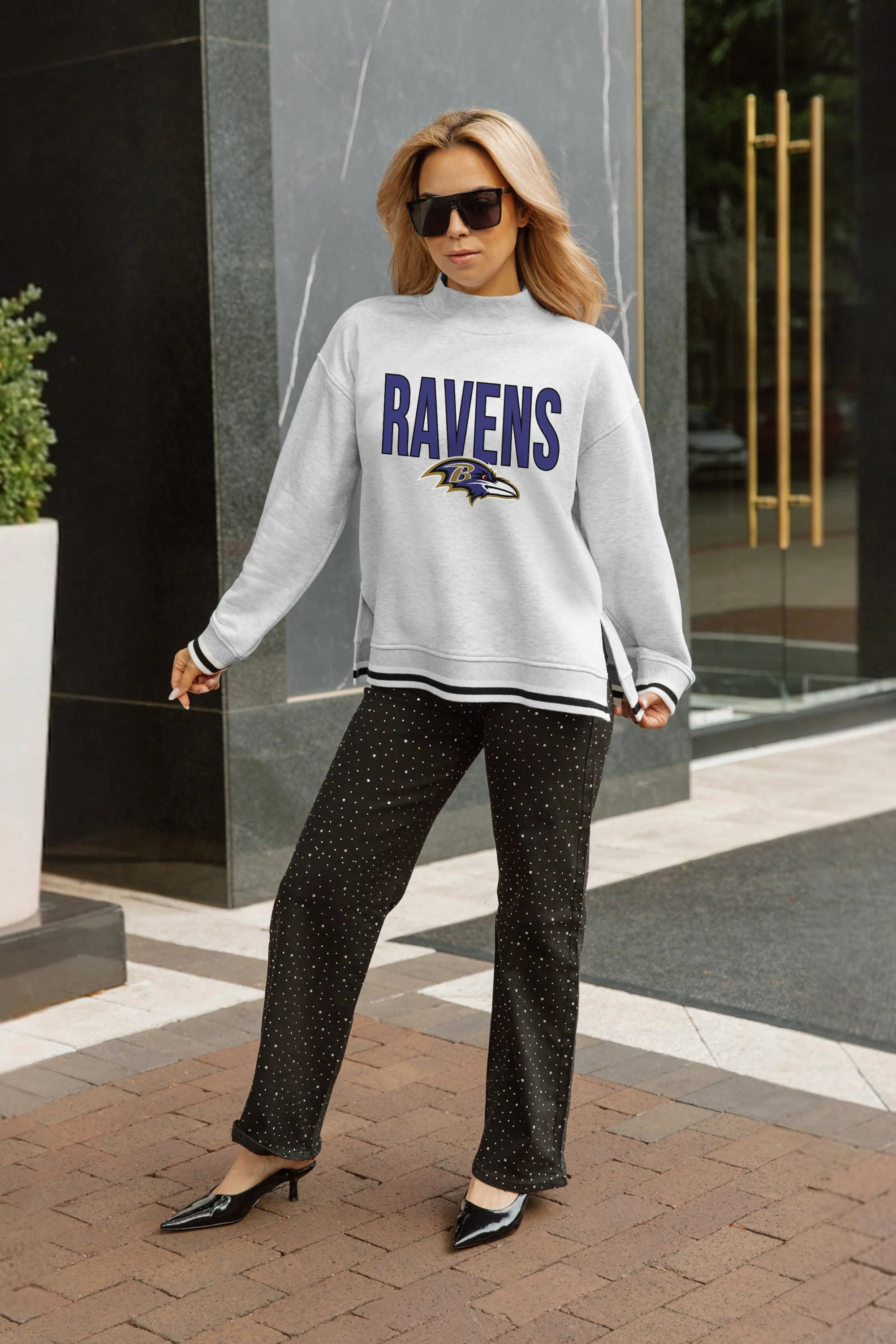 BALTIMORE RAVENS RALLY POINT CONTRAST MOCKNECK PULLOVER 3 BALTIMORE RAVENS RALLY POINT CONTRAST MOCKNECK PULLOVER