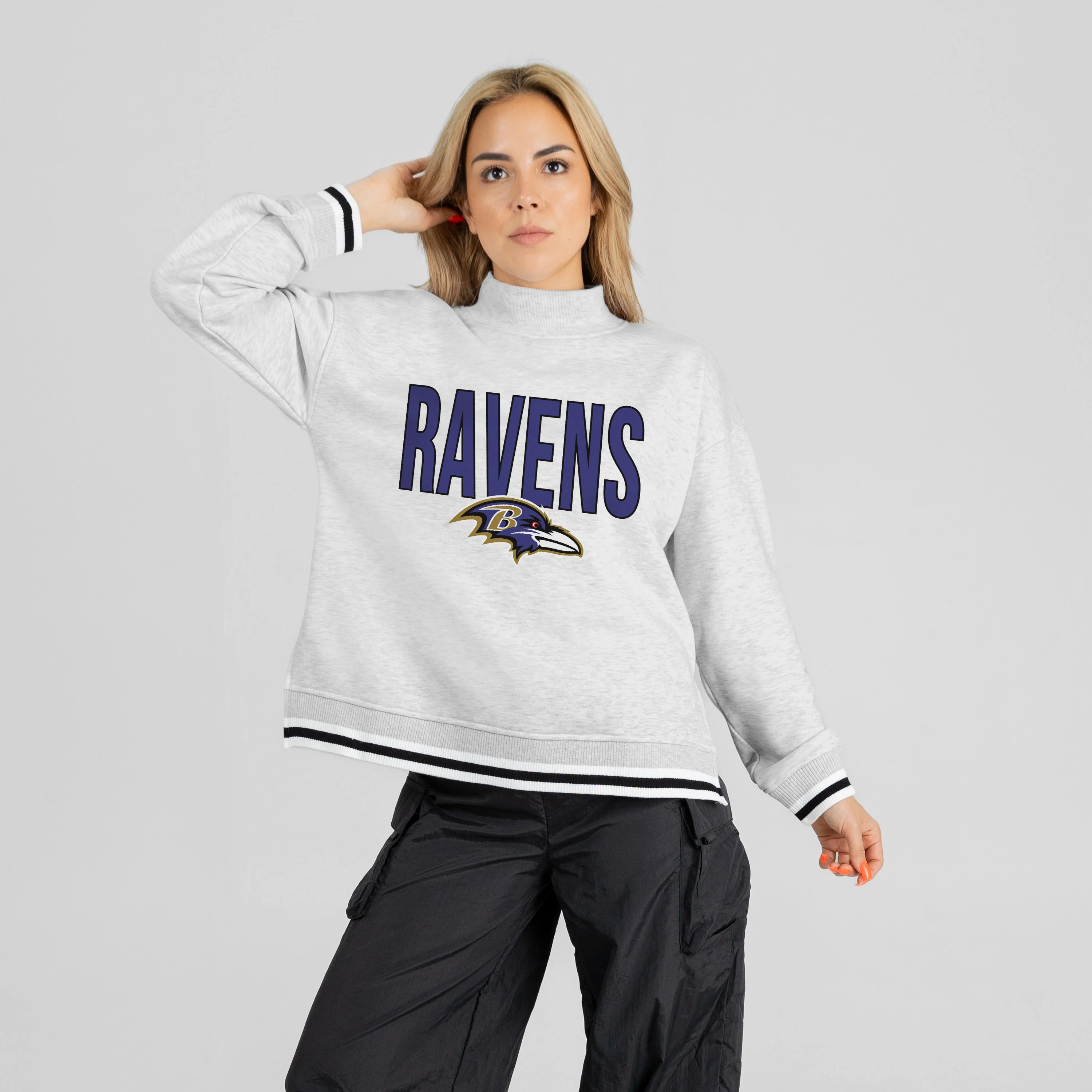 BALTIMORE RAVENS RALLY POINT CONTRAST MOCKNECK PULLOVER 7 BALTIMORE RAVENS RALLY POINT CONTRAST MOCKNECK PULLOVER