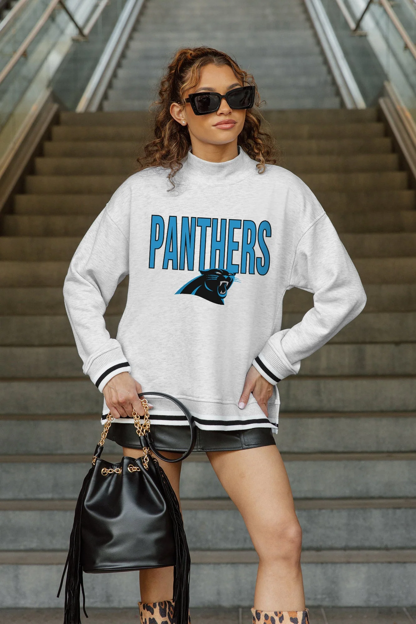 CAROLINA PANTHERS RALLY POINT CONTRAST MOCKNECK PULLOVER
