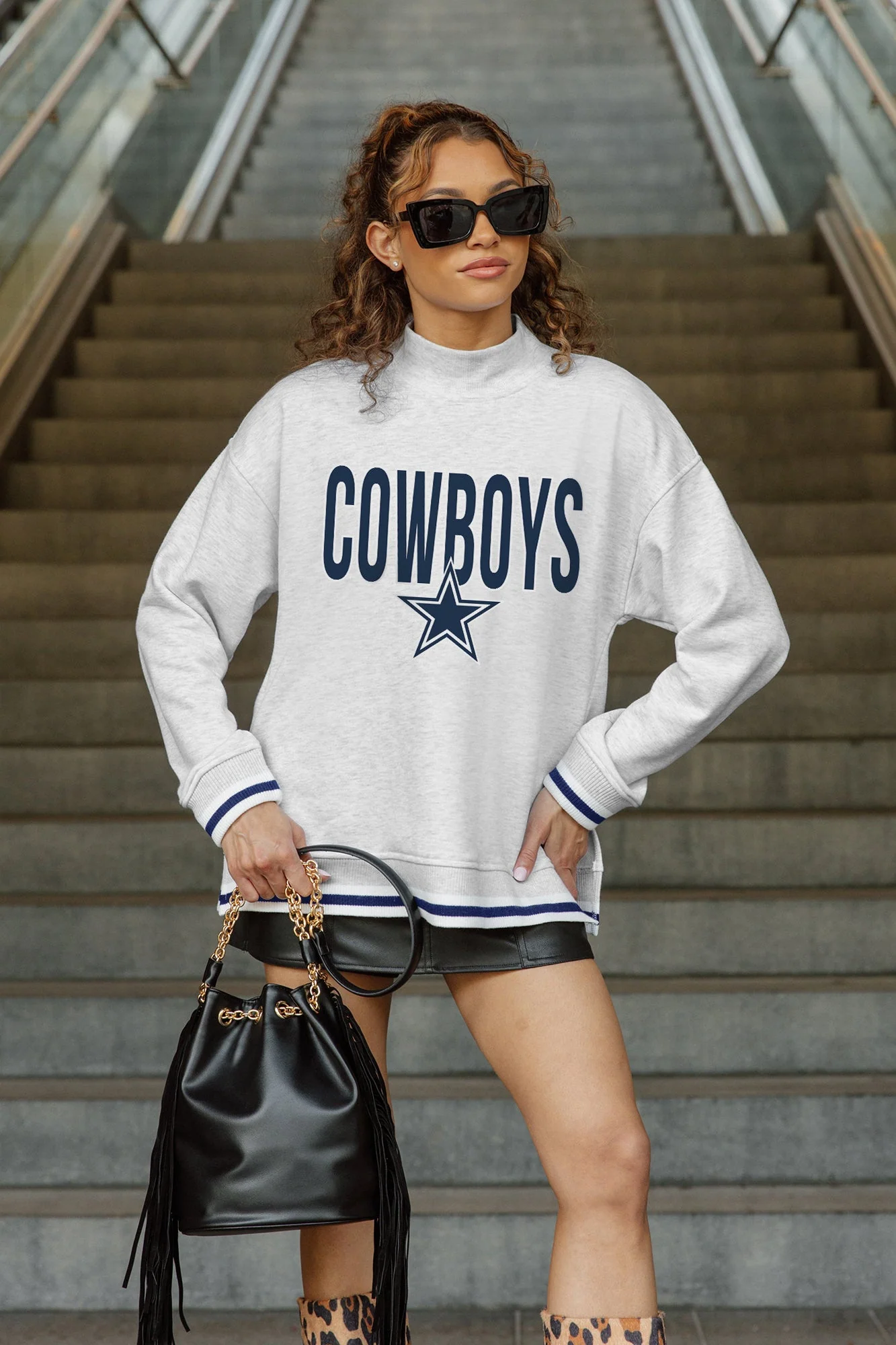 DALLAS COWBOYS RALLY POINT CONTRAST MOCKNECK PULLOVER