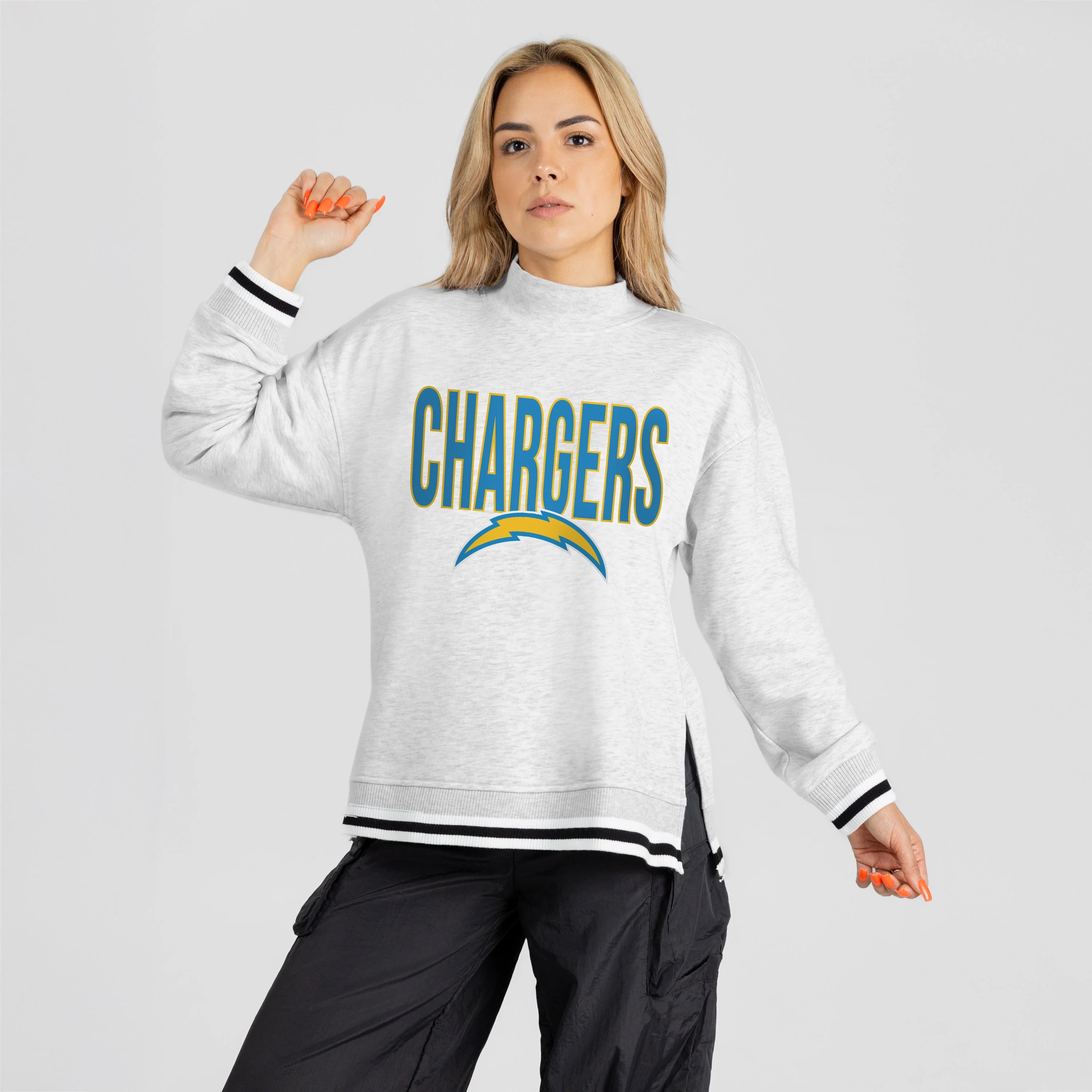 LOS ANGELES CHARGERS RALLY POINT CONTRAST MOCKNECK PULLOVER 4 LOS ANGELES CHARGERS RALLY POINT CONTRAST MOCKNECK PULLOVER