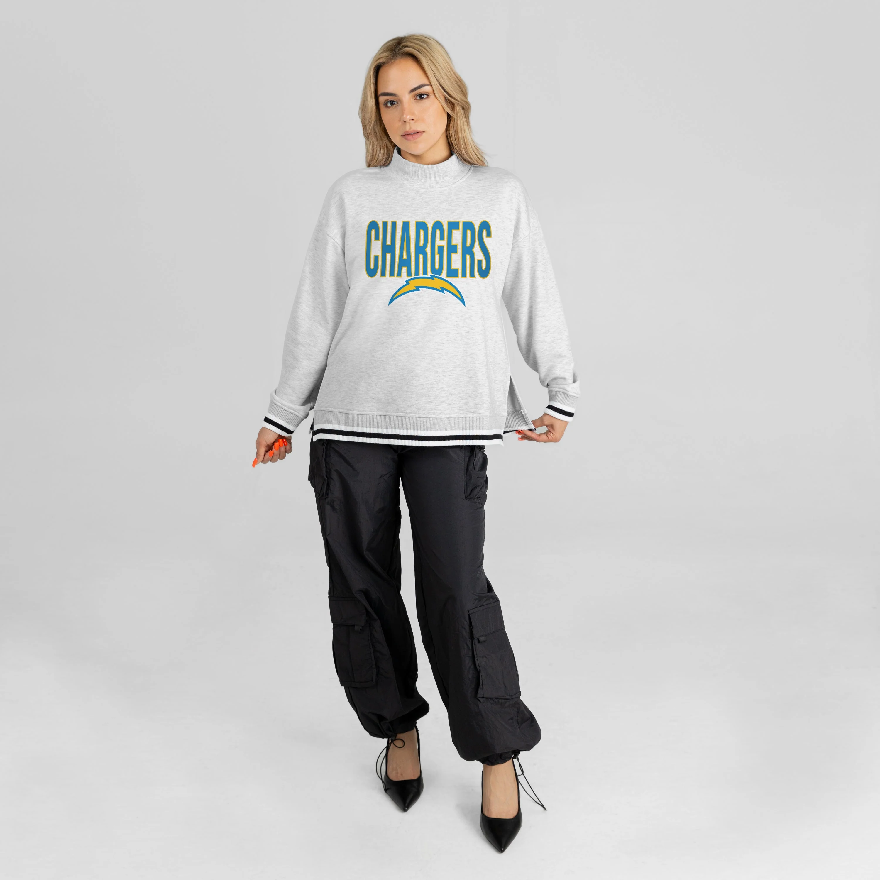 LOS ANGELES CHARGERS RALLY POINT CONTRAST MOCKNECK PULLOVER 6 LOS ANGELES CHARGERS RALLY POINT CONTRAST MOCKNECK PULLOVER