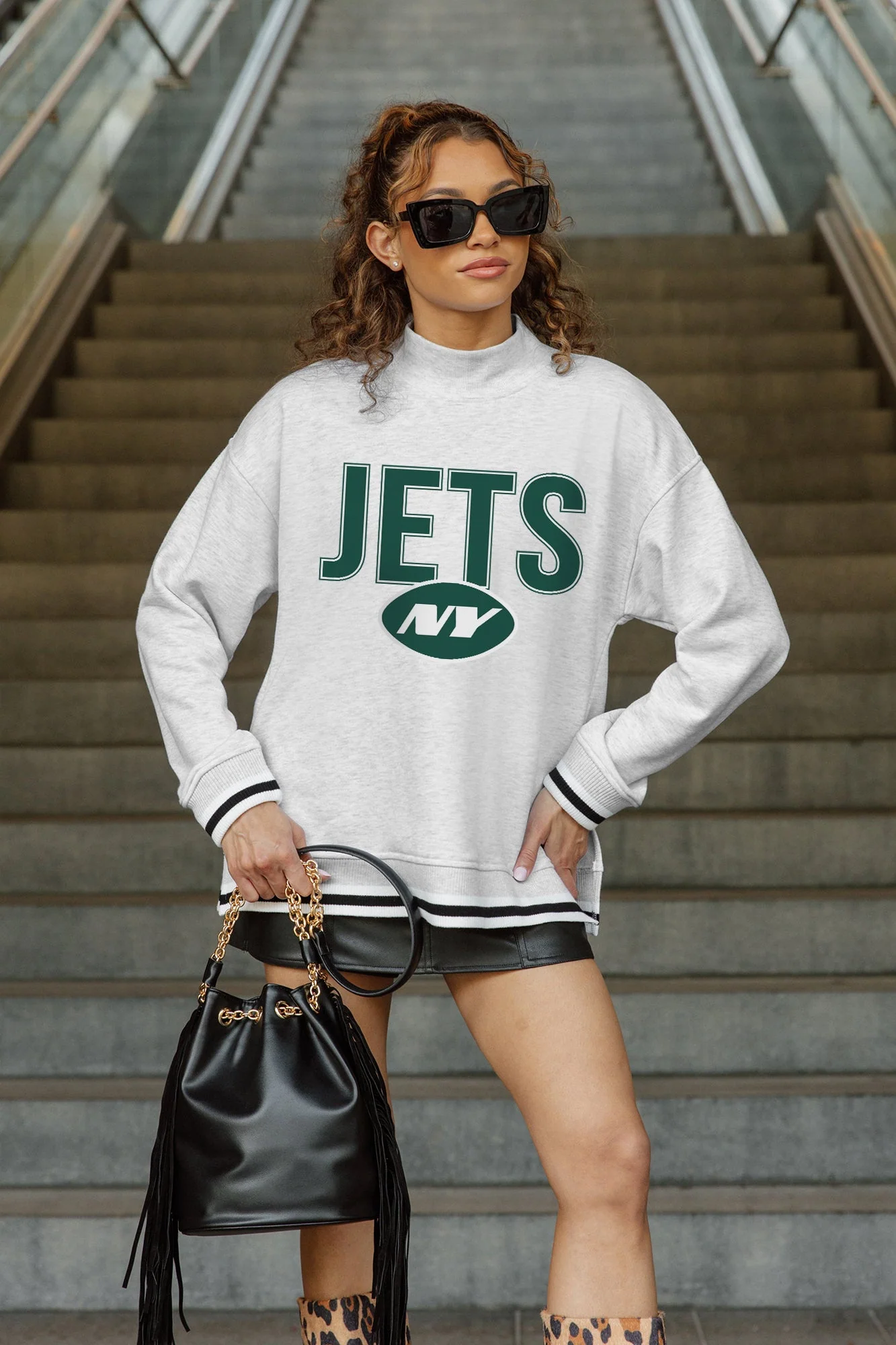 NEW YORK JETS RALLY POINT CONTRAST MOCKNECK PULLOVER