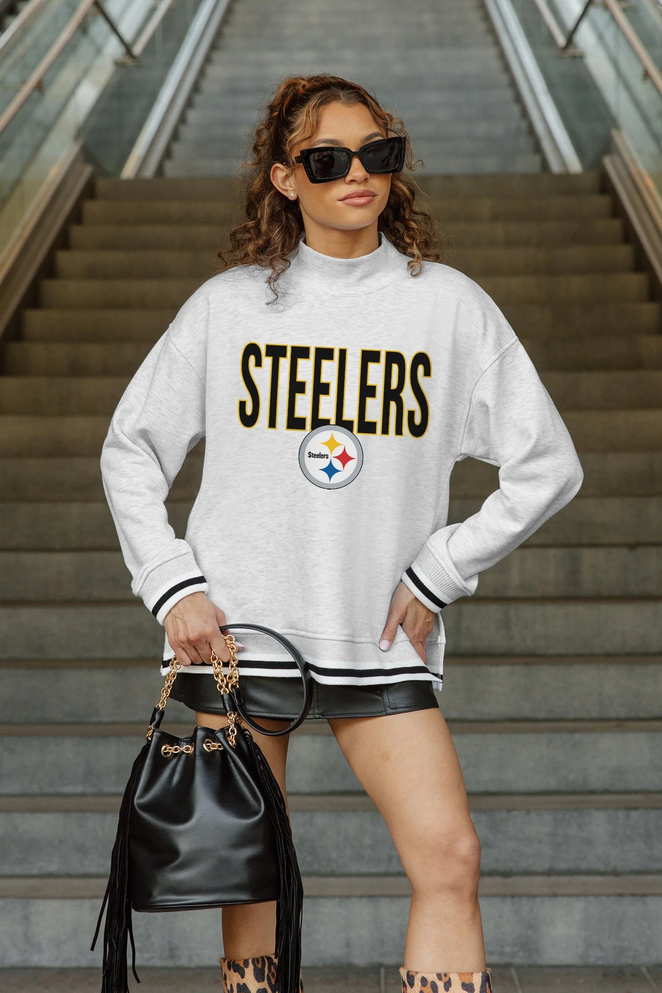 PITTSBURGH STEELERS RALLY POINT CONTRAST MOCKNECK PULLOVER