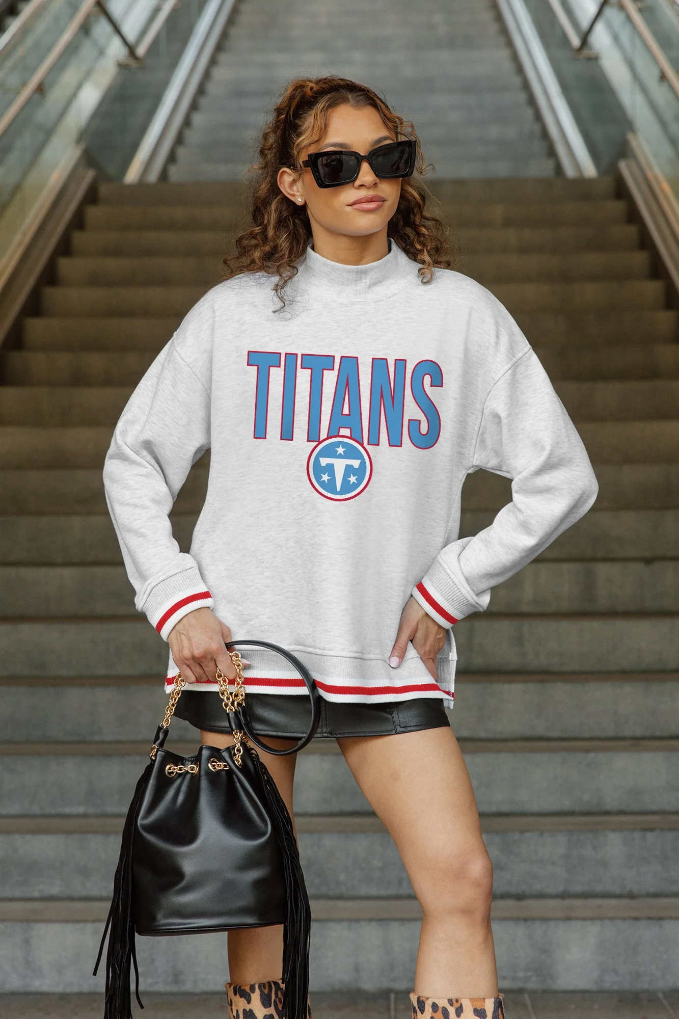 TENNESSEE TITANS RALLY POINT CONTRAST MOCKNECK PULLOVER