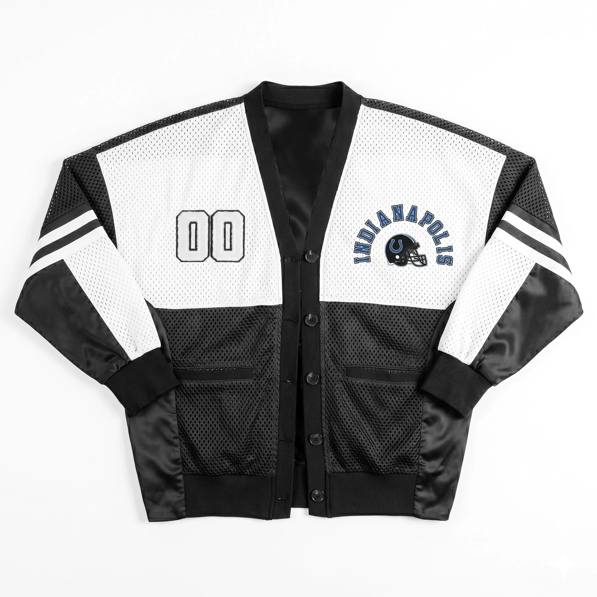 INDIANAPOLIS COLTS MVP ERA CONTRAST MESH CARDIGAN 12 INDIANAPOLIS COLTS MVP ERA CONTRAST MESH CARDIGAN