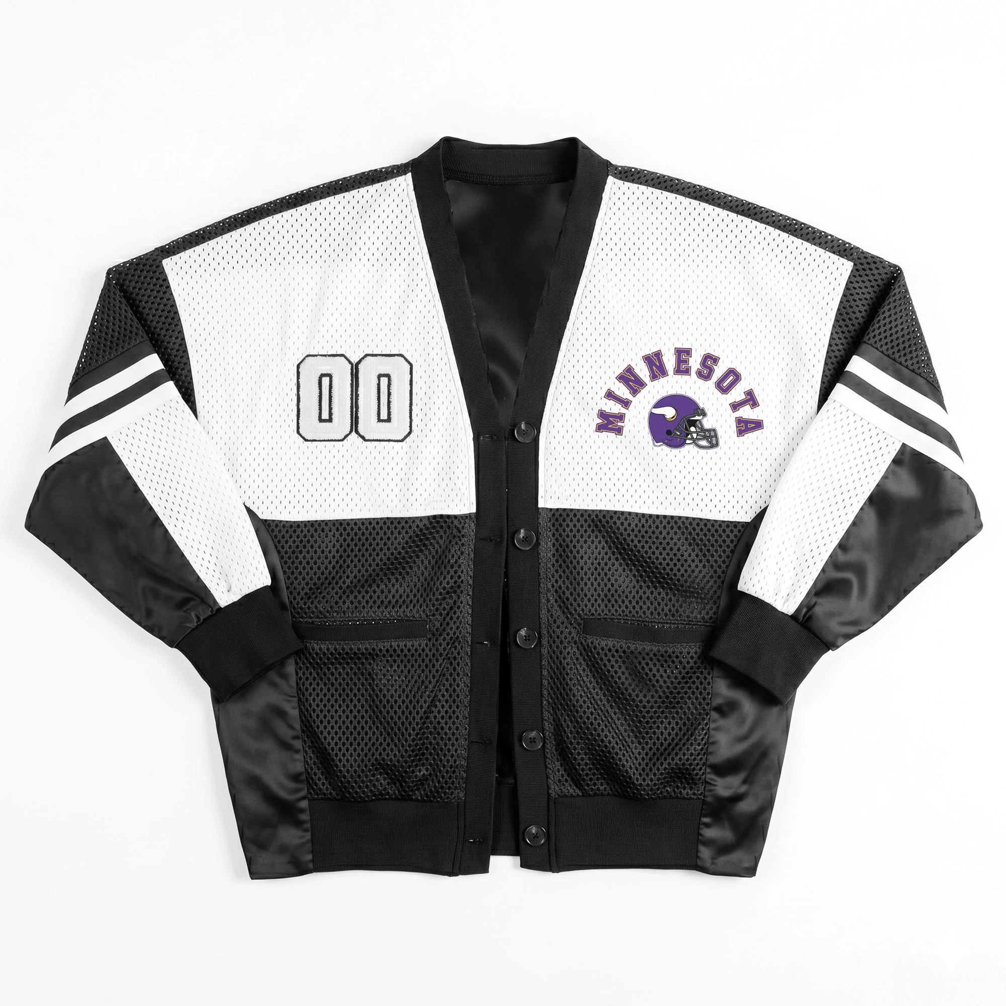 MINNESOTA VIKINGS MVP ERA CONTRAST MESH CARDIGAN 12 MINNESOTA VIKINGS MVP ERA CONTRAST MESH CARDIGAN