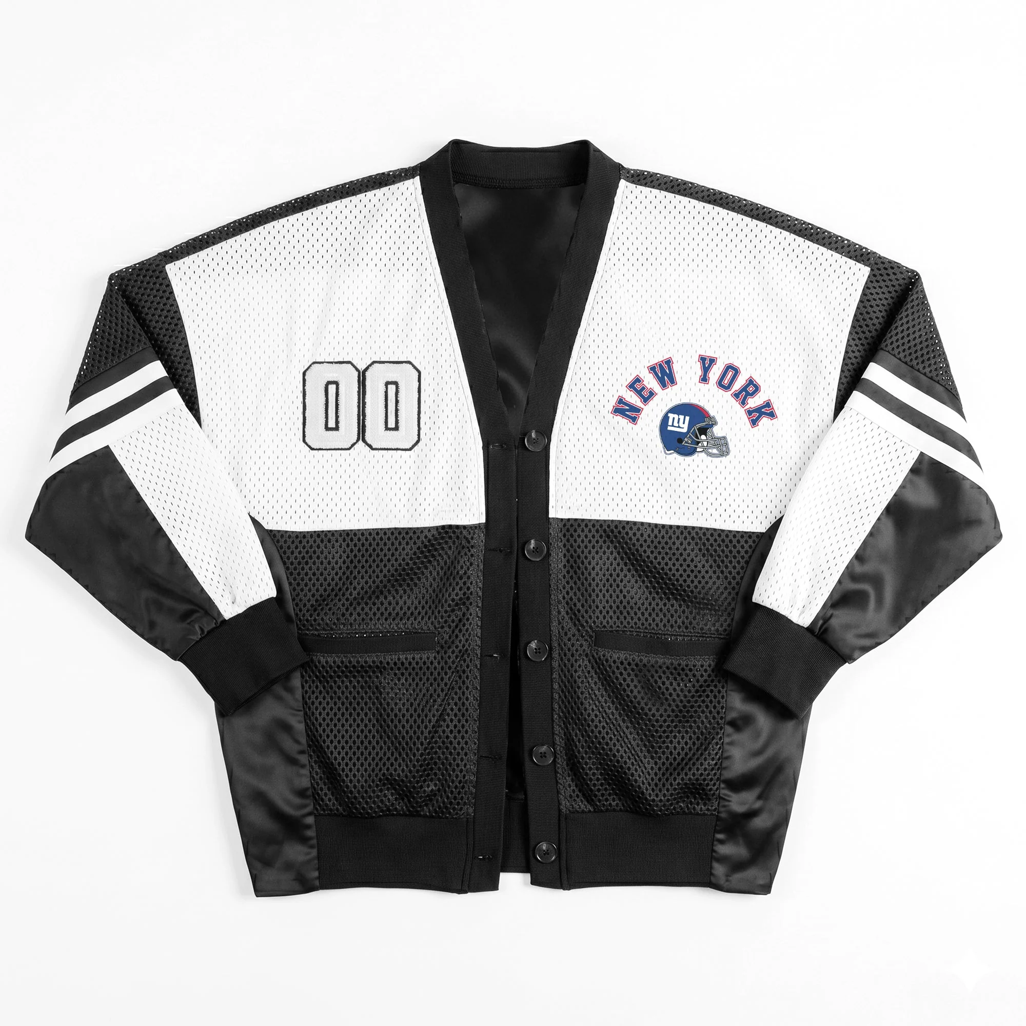 NEW YORK GIANTS MVP ERA CONTRAST MESH CARDIGAN 12 NEW YORK GIANTS MVP ERA CONTRAST MESH CARDIGAN