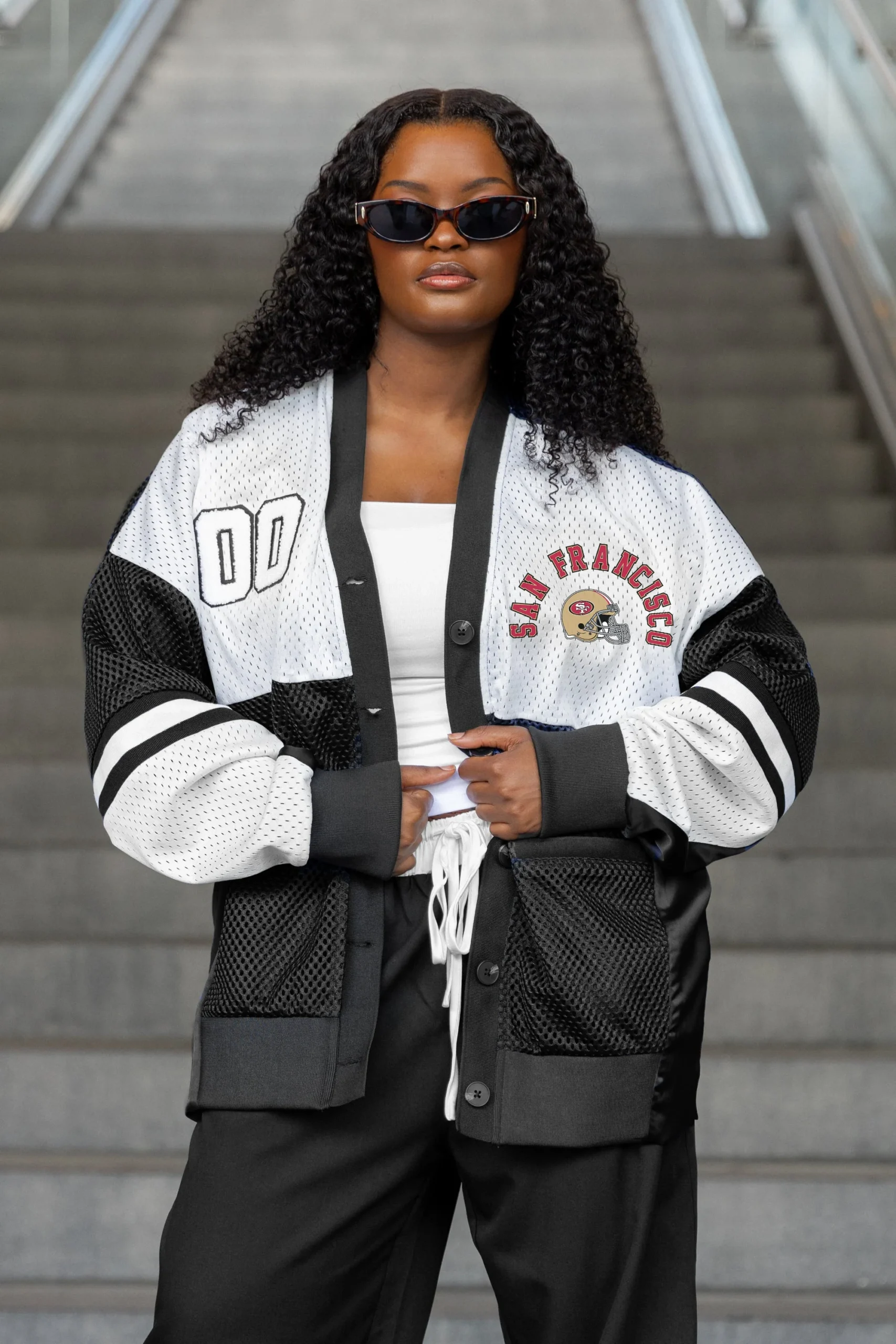 SAN FRANCISCO 49ERS MVP ERA CONTRAST MESH CARDIGAN