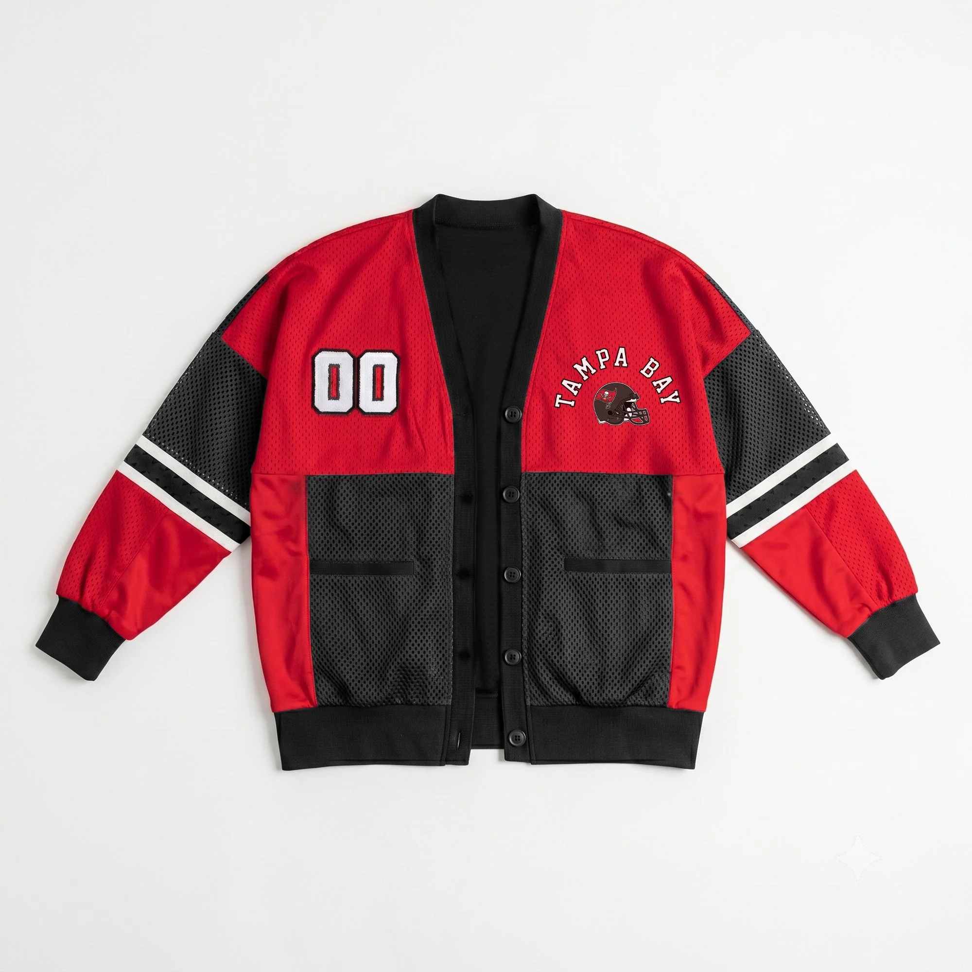 TAMPA BAY BUCCANEERS MVP ERA CONTRAST MESH CARDIGAN 10 TAMPA BAY BUCCANEERS MVP ERA CONTRAST MESH CARDIGAN