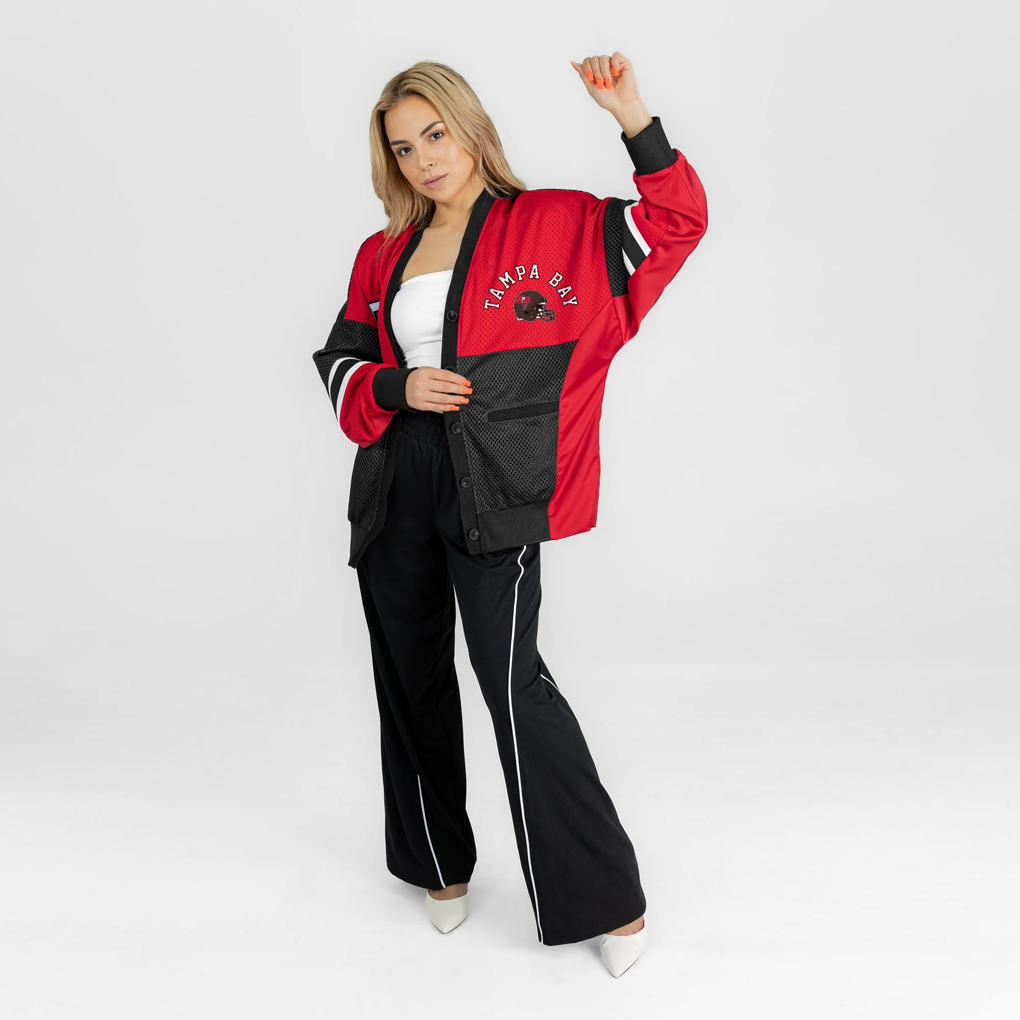 TAMPA BAY BUCCANEERS MVP ERA CONTRAST MESH CARDIGAN 7 TAMPA BAY BUCCANEERS MVP ERA CONTRAST MESH CARDIGAN
