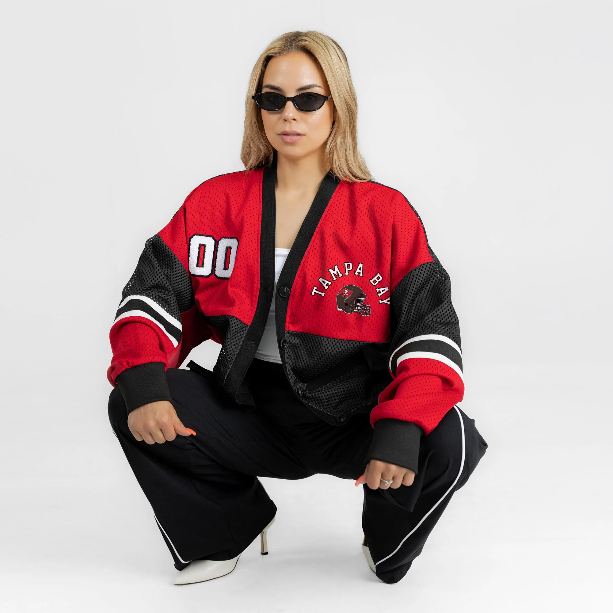 TAMPA BAY BUCCANEERS MVP ERA CONTRAST MESH CARDIGAN 8 TAMPA BAY BUCCANEERS MVP ERA CONTRAST MESH CARDIGAN