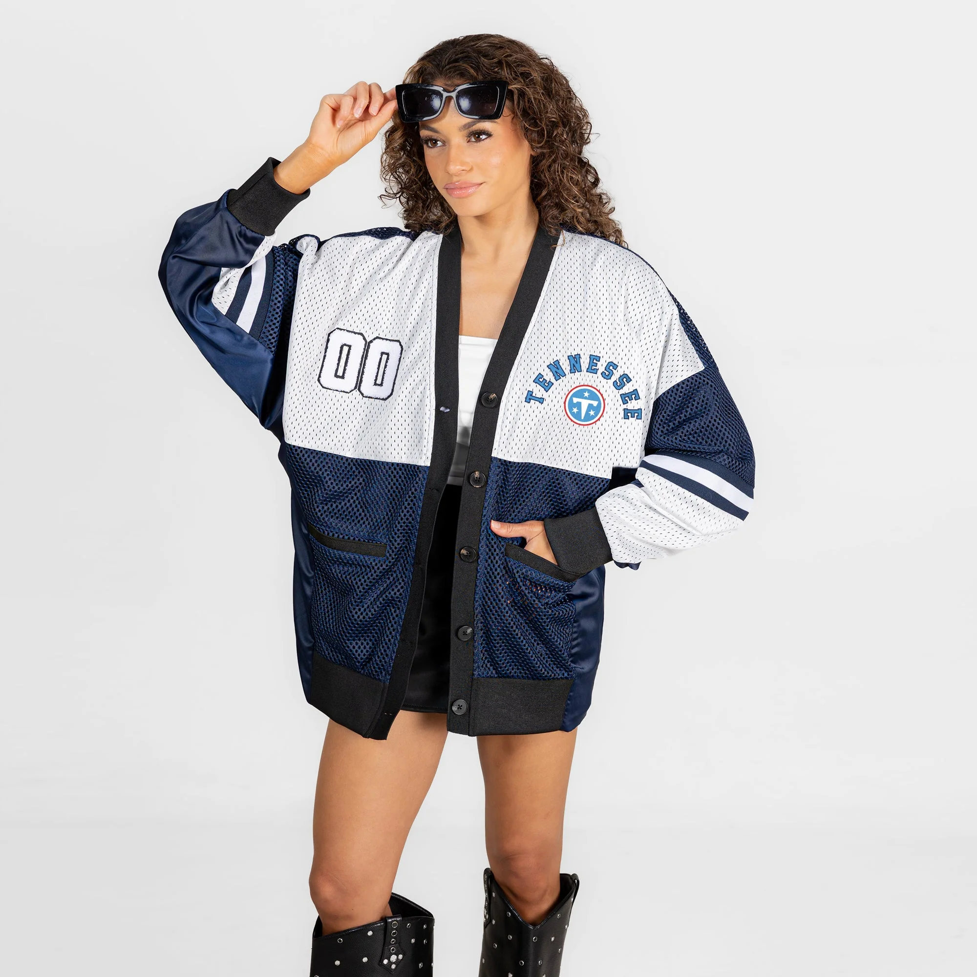 TENNESSEE TITANS MVP ERA CONTRAST MESH CARDIGAN 5 TENNESSEE TITANS MVP ERA CONTRAST MESH CARDIGAN