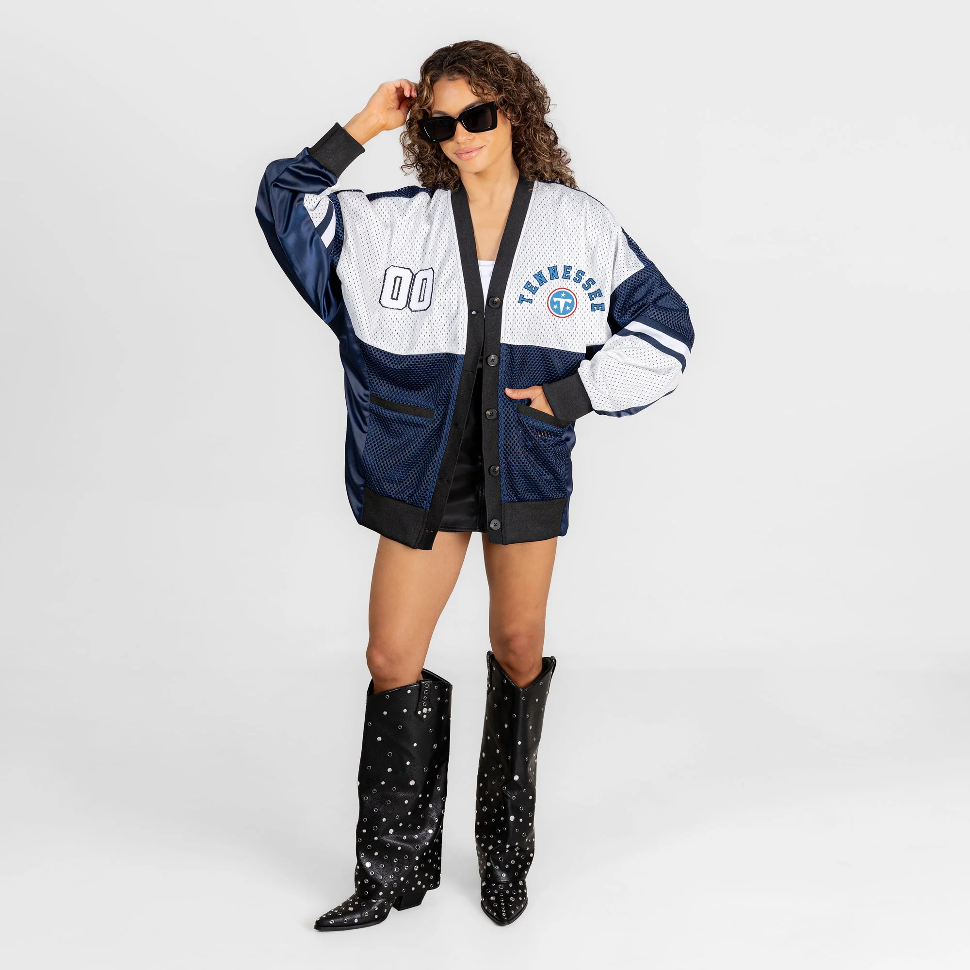 TENNESSEE TITANS MVP ERA CONTRAST MESH CARDIGAN 7 TENNESSEE TITANS MVP ERA CONTRAST MESH CARDIGAN