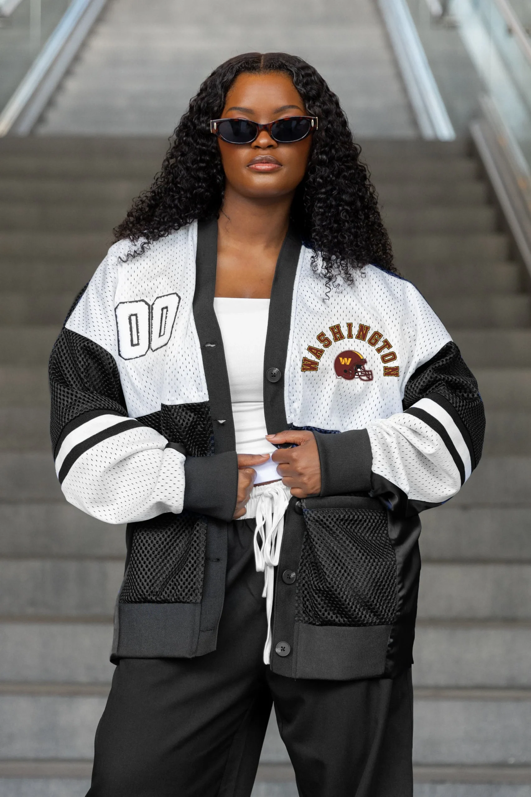 WASHINGTON COMMANDERS MVP ERA CONTRAST MESH CARDIGAN