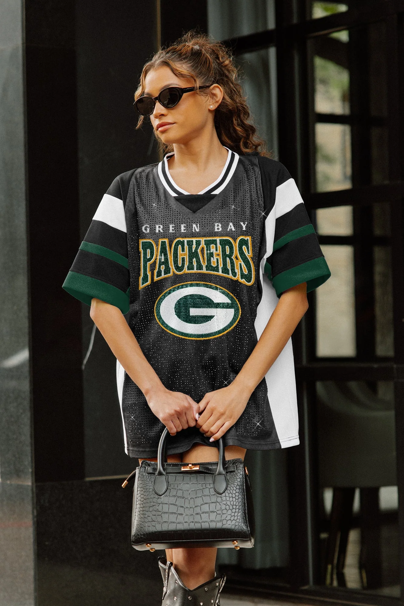 GREEN BAY PACKERS AMPED UP RHINESTONE FASHION TOP 1 GREEN BAY PACKERS AMPED UP RHINESTONE FASHION TOP