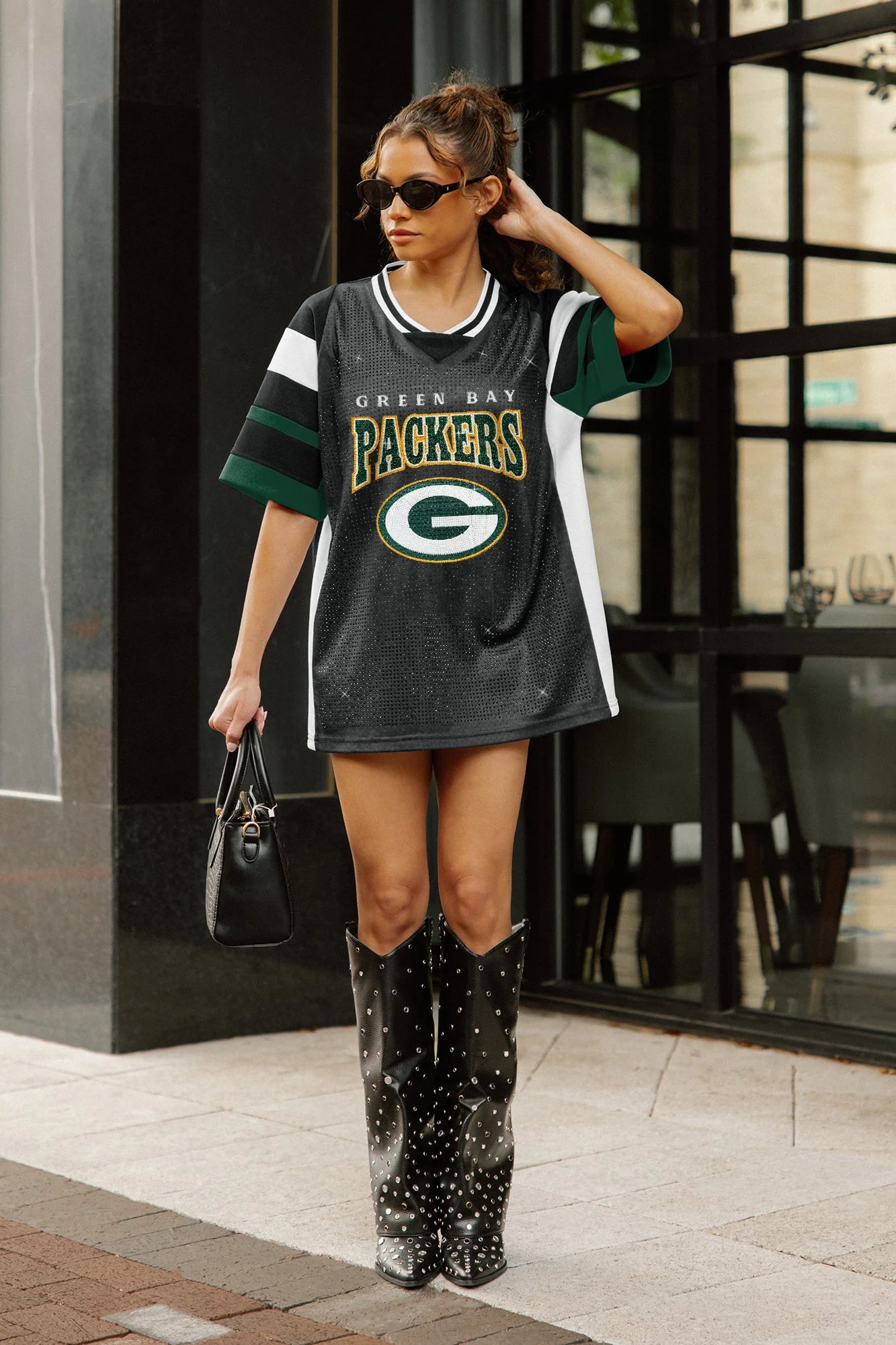 GREEN BAY PACKERS AMPED UP RHINESTONE FASHION TOP 2 GREEN BAY PACKERS AMPED UP RHINESTONE FASHION TOP