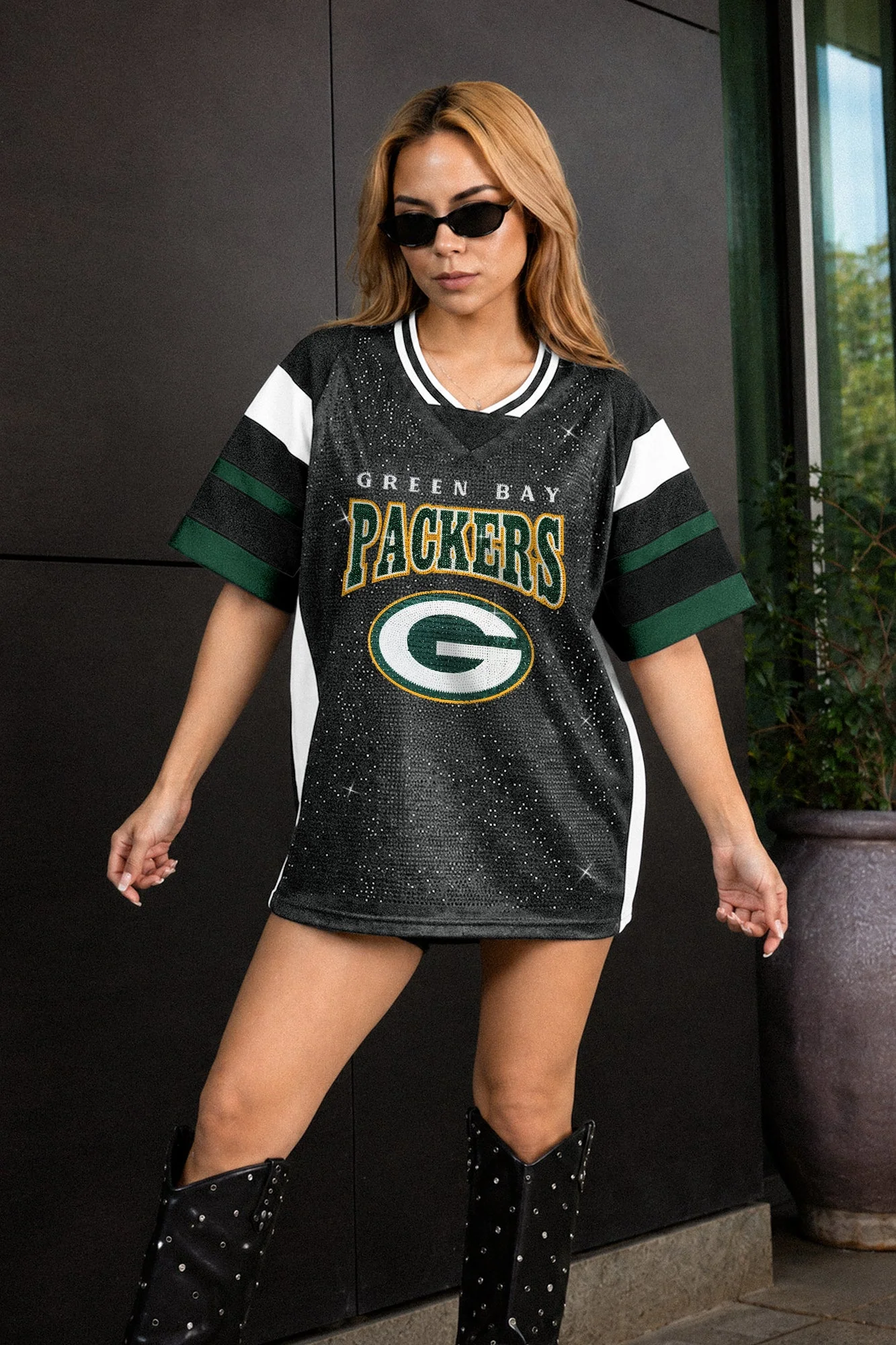 GREEN BAY PACKERS AMPED UP RHINESTONE FASHION TOP 3 GREEN BAY PACKERS AMPED UP RHINESTONE FASHION TOP
