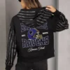 BALTIMORE RAVENS EYES ON THE PRIZE RHINESTUD STRIPE ZIP HOODIE 21 BALTIMORE RAVENS EYES ON THE PRIZE RHINESTUD STRIPE ZIP HOODIE