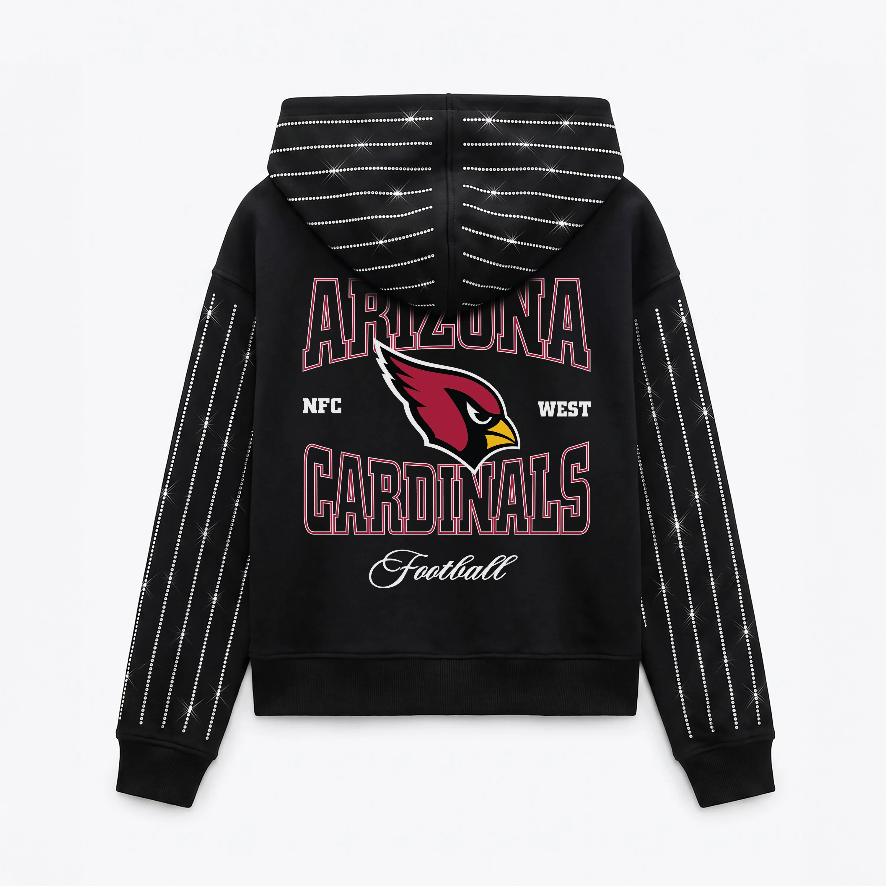 ARIZONA CARDINALS EYES ON THE PRIZE RHINESTUD STRIPE ZIP HOODIE 10 ARIZONA CARDINALS EYES ON THE PRIZE RHINESTUD STRIPE ZIP HOODIE