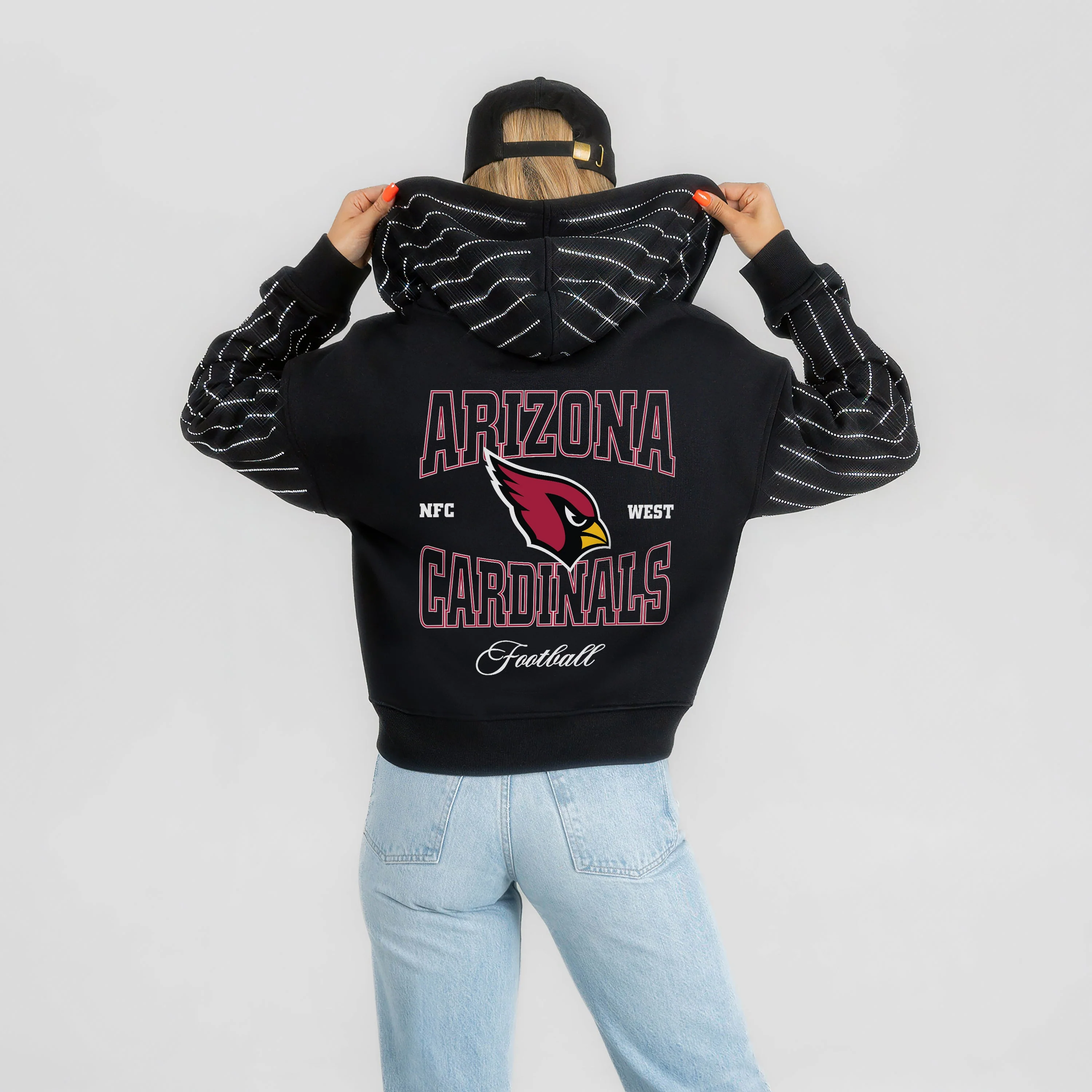 ARIZONA CARDINALS EYES ON THE PRIZE RHINESTUD STRIPE ZIP HOODIE 5 ARIZONA CARDINALS EYES ON THE PRIZE RHINESTUD STRIPE ZIP HOODIE