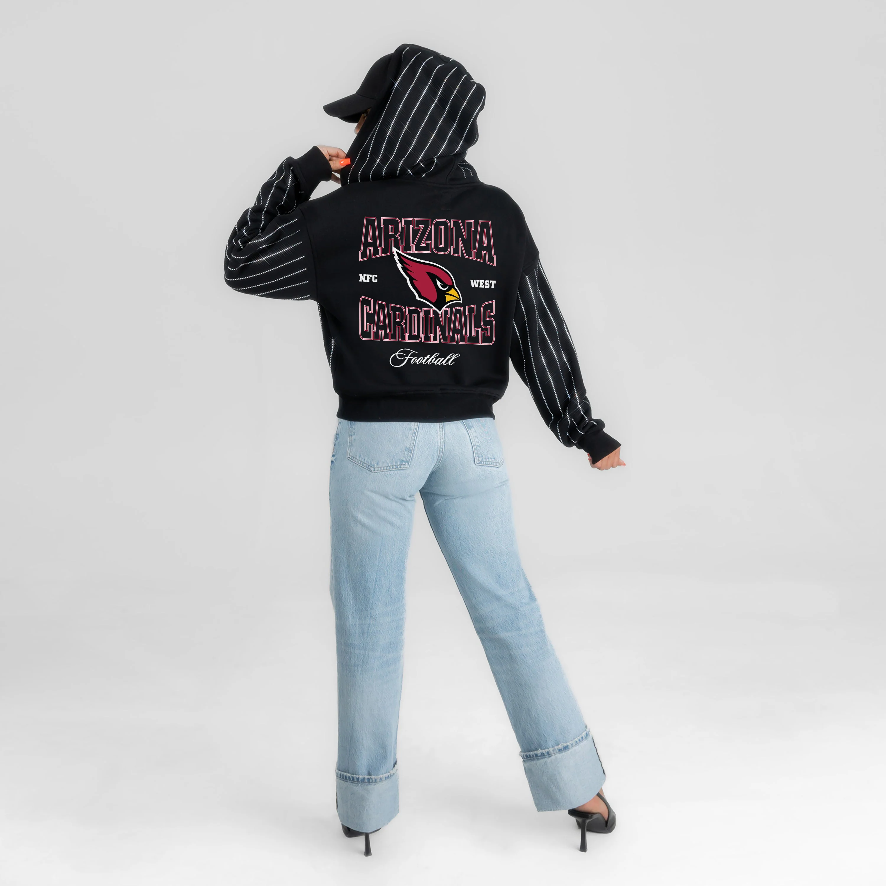 ARIZONA CARDINALS EYES ON THE PRIZE RHINESTUD STRIPE ZIP HOODIE 7 ARIZONA CARDINALS EYES ON THE PRIZE RHINESTUD STRIPE ZIP HOODIE