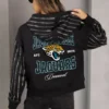 JACKSONVILLE JAGUARS EYES ON THE PRIZE RHINESTUD STRIPE ZIP HOODIE 21 JACKSONVILLE JAGUARS EYES ON THE PRIZE RHINESTUD STRIPE ZIP HOODIE