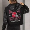 KANSAS CITY CHIEFS EYES ON THE PRIZE RHINESTUD STRIPE ZIP HOODIE 21 KANSAS CITY CHIEFS EYES ON THE PRIZE RHINESTUD STRIPE ZIP HOODIE