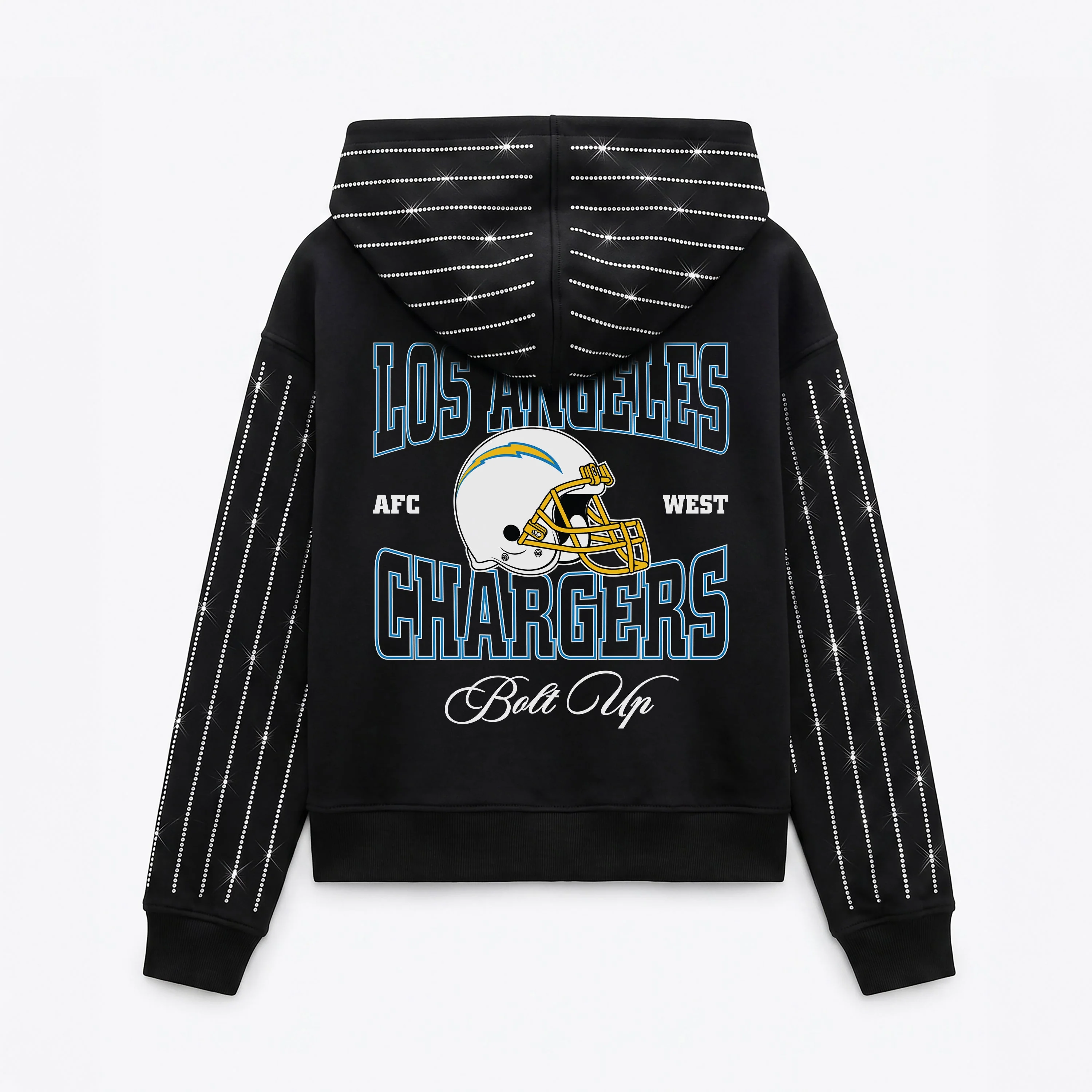 LOS ANGELES CHARGERS EYES ON THE PRIZE RHINESTUD STRIPE ZIP HOODIE 10 LOS ANGELES CHARGERS EYES ON THE PRIZE RHINESTUD STRIPE ZIP HOODIE