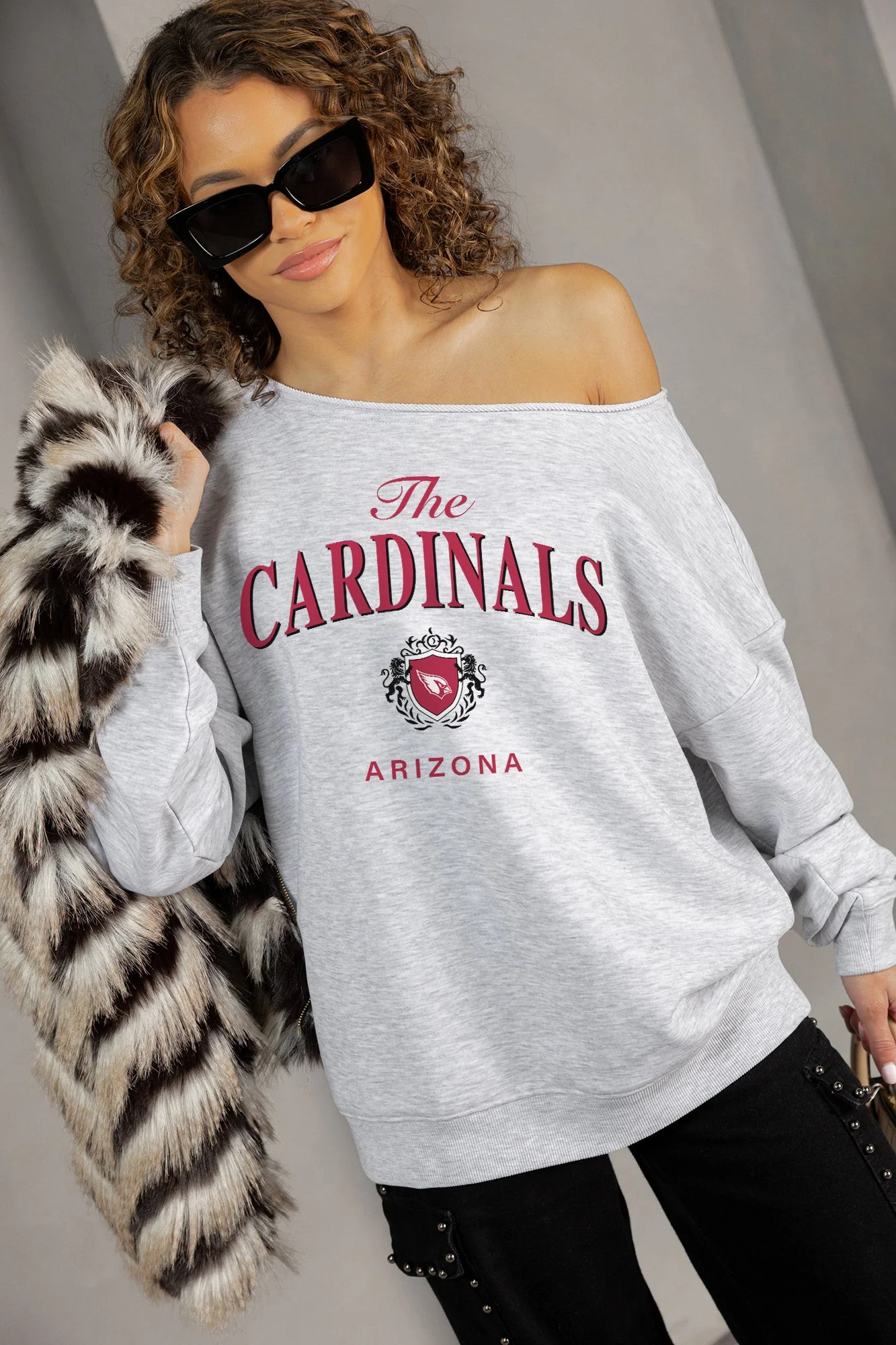 ARIZONA CARDINALS OFFSIDES ENERGY RELAXED OFF-SHOULDER TOP