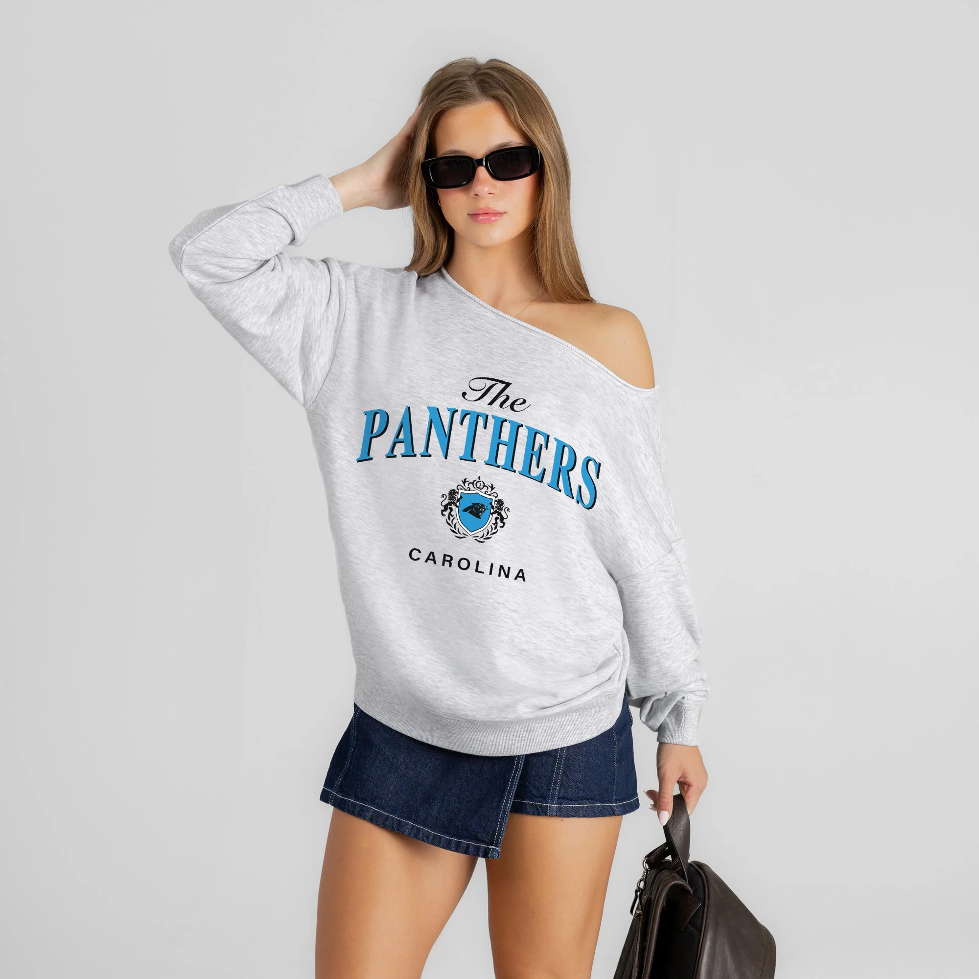 CAROLINA PANTHERS OFFSIDES ENERGY RELAXED OFF-SHOULDER TOP 5 CAROLINA PANTHERS OFFSIDES ENERGY RELAXED OFF-SHOULDER TOP