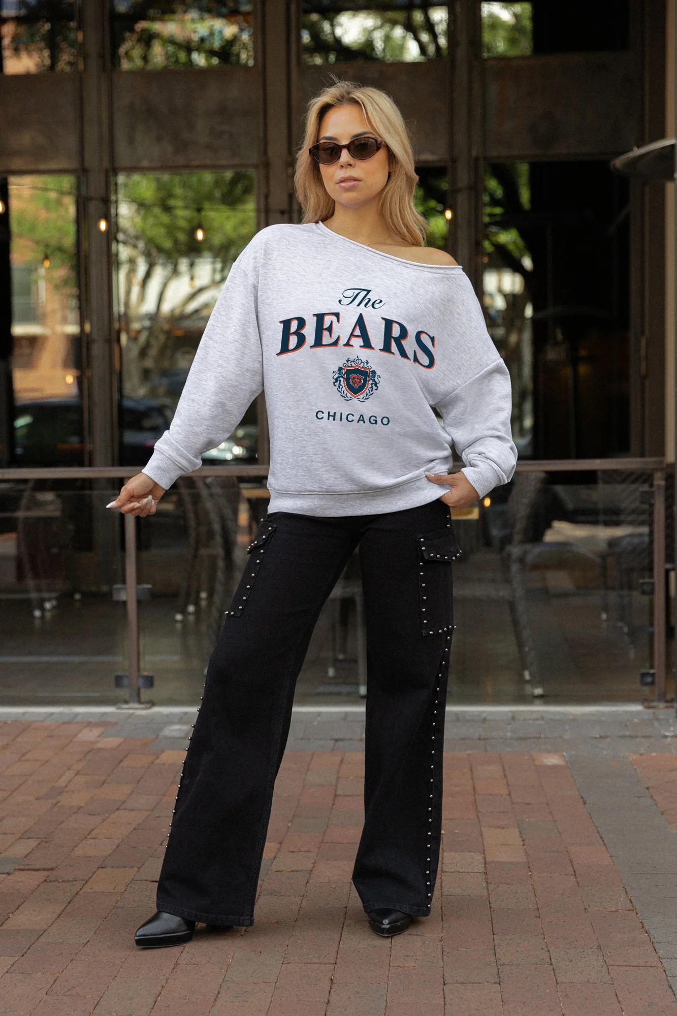 CHICAGO BEARS OFFSIDES ENERGY RELAXED OFF-SHOULDER TOP 3 CHICAGO BEARS OFFSIDES ENERGY RELAXED OFF-SHOULDER TOP