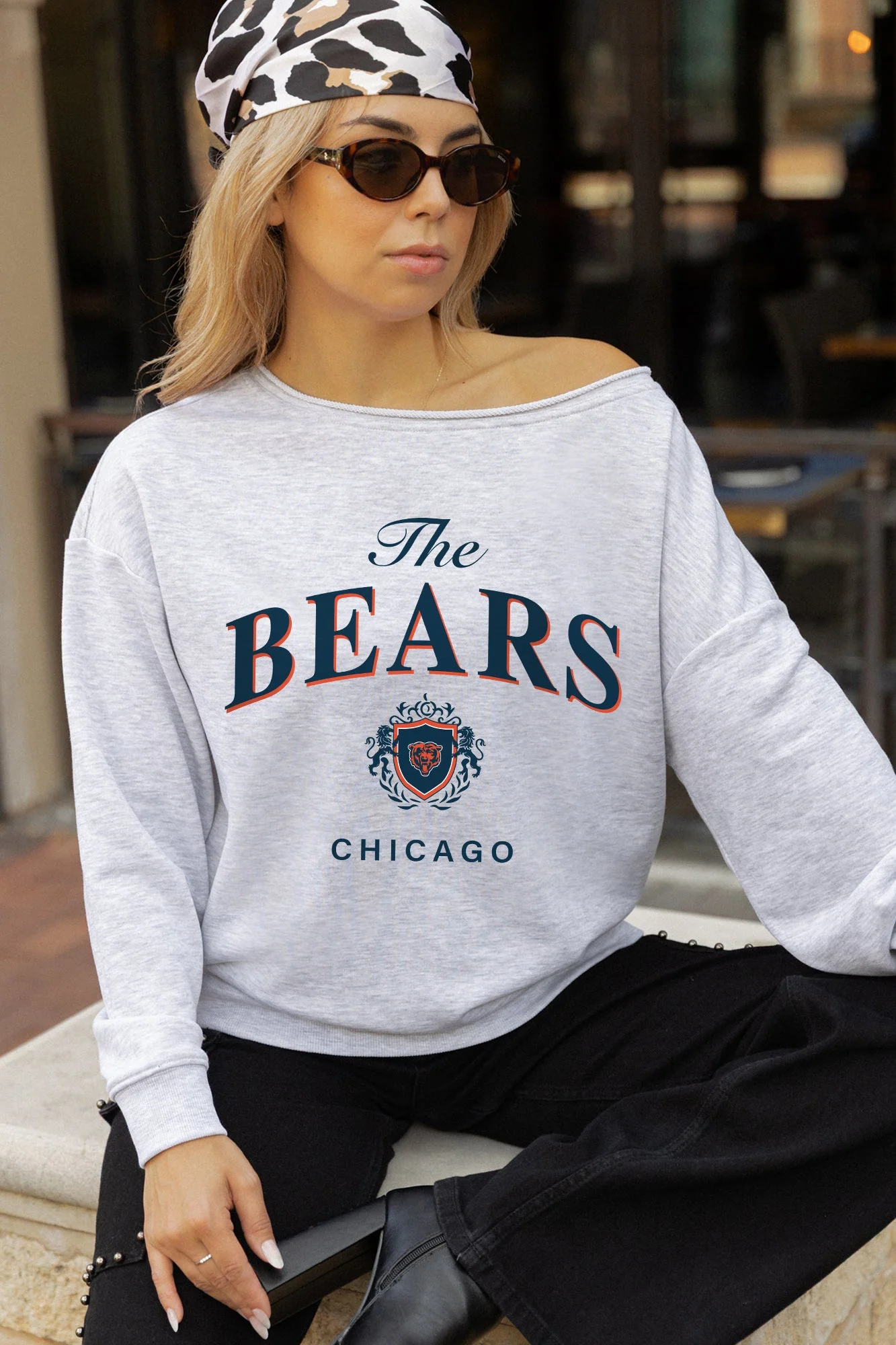 CHICAGO BEARS OFFSIDES ENERGY RELAXED OFF-SHOULDER TOP 4 CHICAGO BEARS OFFSIDES ENERGY RELAXED OFF-SHOULDER TOP